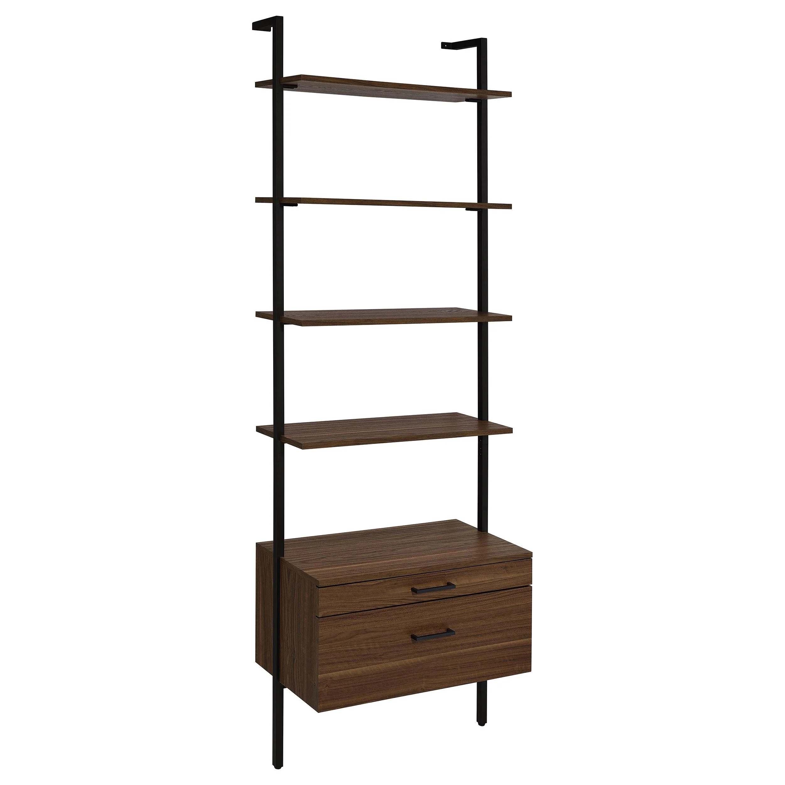 Coaster Furniture Owens 980074 96-inch 4-shelf Storage Wall Bookshelf - Walnut - Image 1