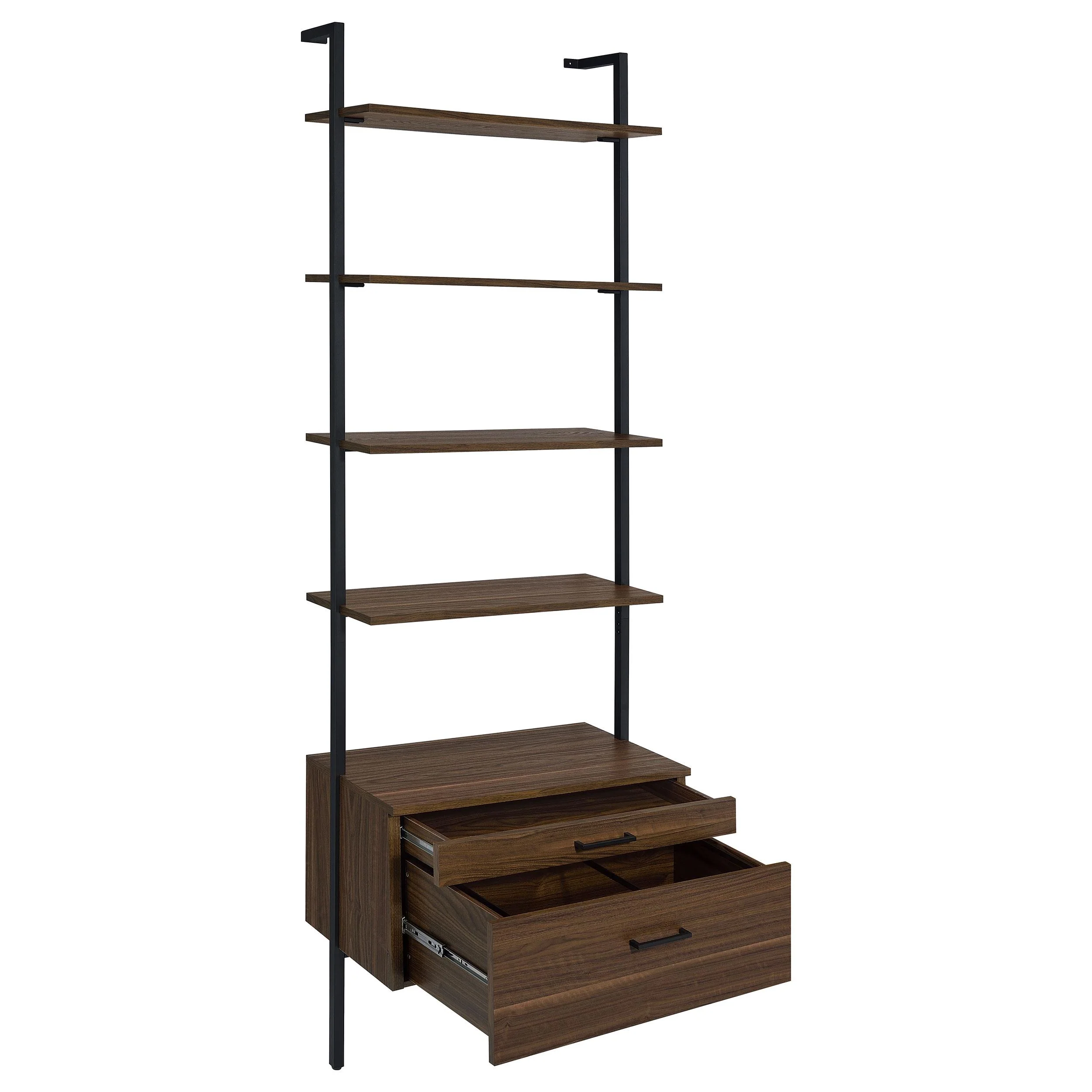 Coaster Furniture Owens 980074 96-inch 4-shelf Storage Wall Bookshelf - Walnut - Image 2