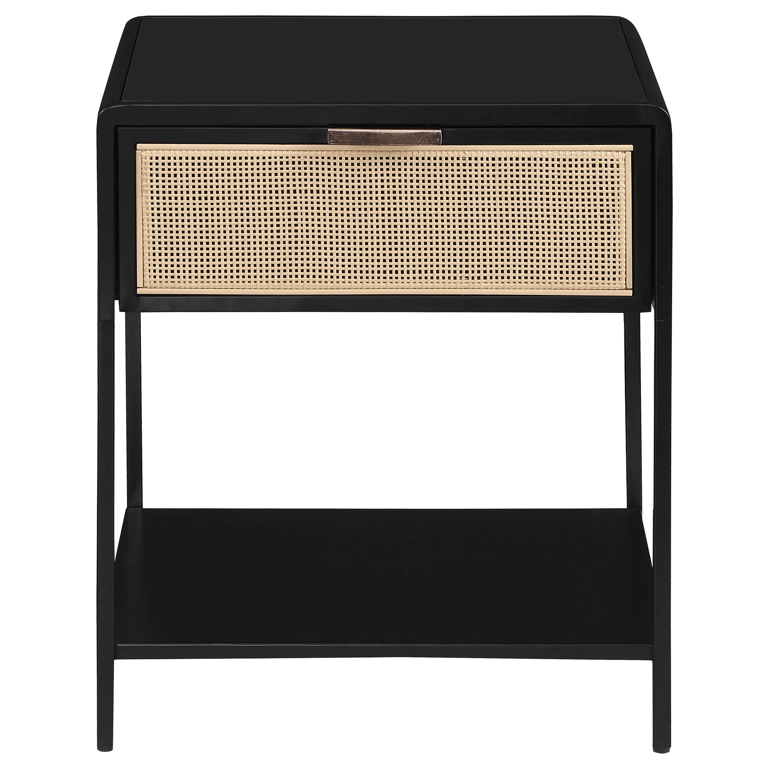 Coaster Furniture Amherst 930235 1-Drawer Radio Weave Cane Metal Bedside Table - Black - Image 2