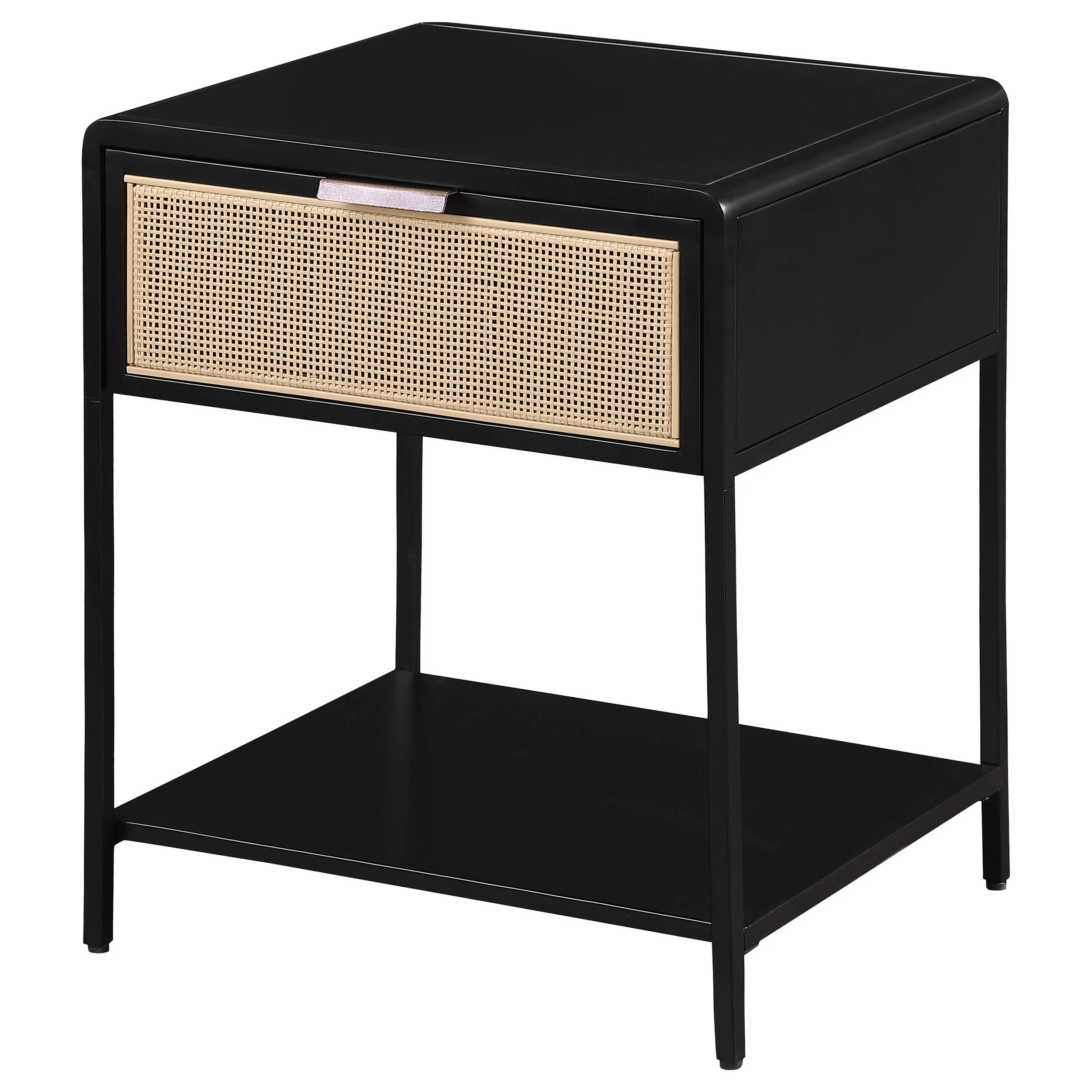 Coaster Furniture Amherst 930235 1-Drawer Radio Weave Cane Metal Bedside Table - Black - Image 3