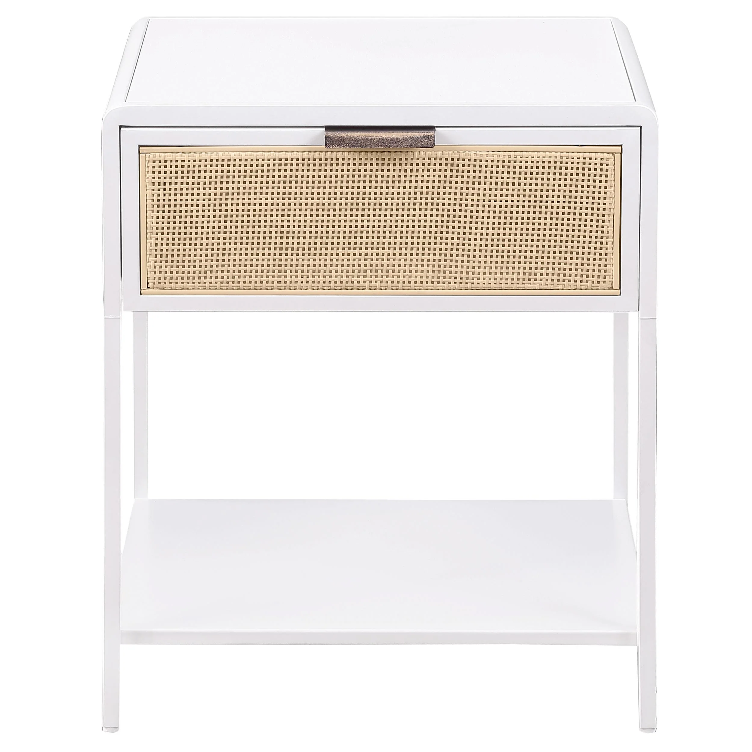 Coaster Furniture Amherst 930236 1-Drawer Radio Weave Cane Metal Bedside Table - White - Image 2