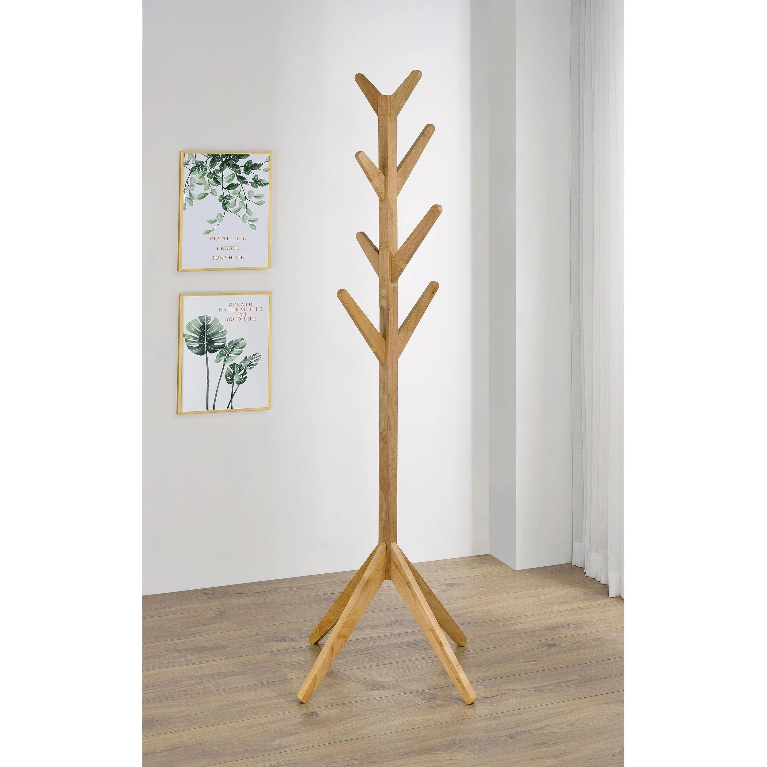 Coaster Furniture Margaret 983271 Solid Wood Coat Rack Clothing Hanger - Natural Oak - Image 2