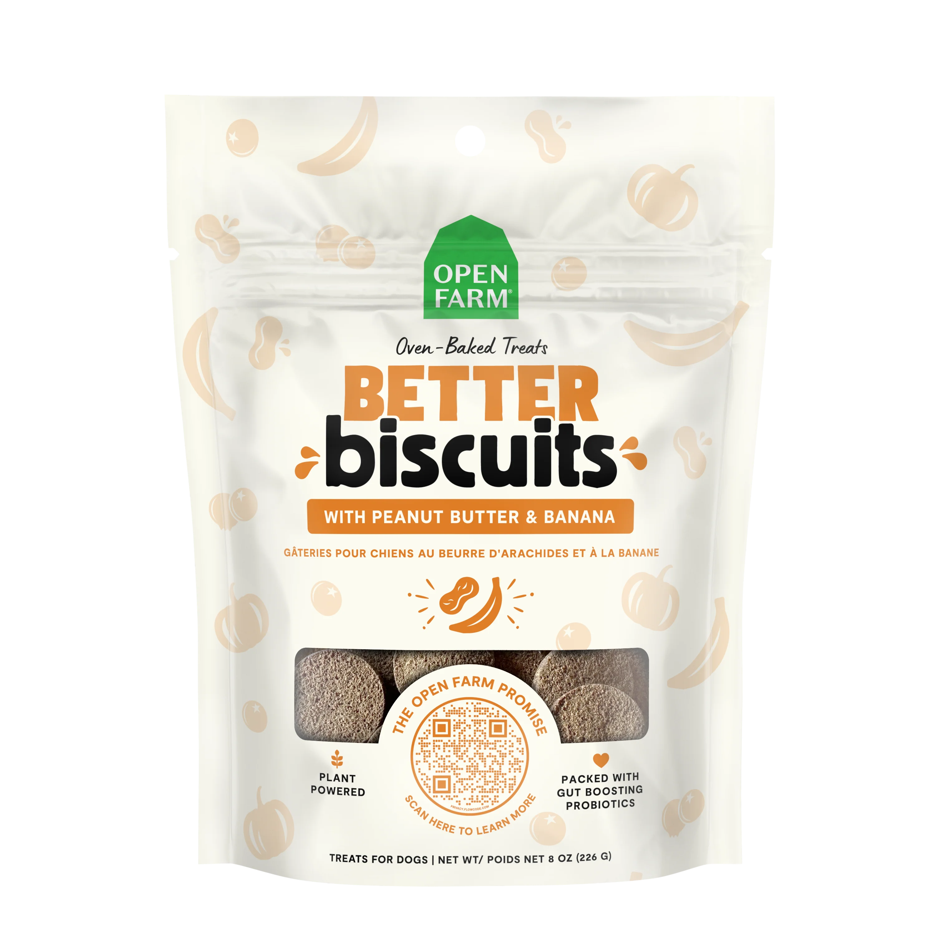 Open Farm Better Biscuits With Peanut Butter & Banana Treats 8oz Bag