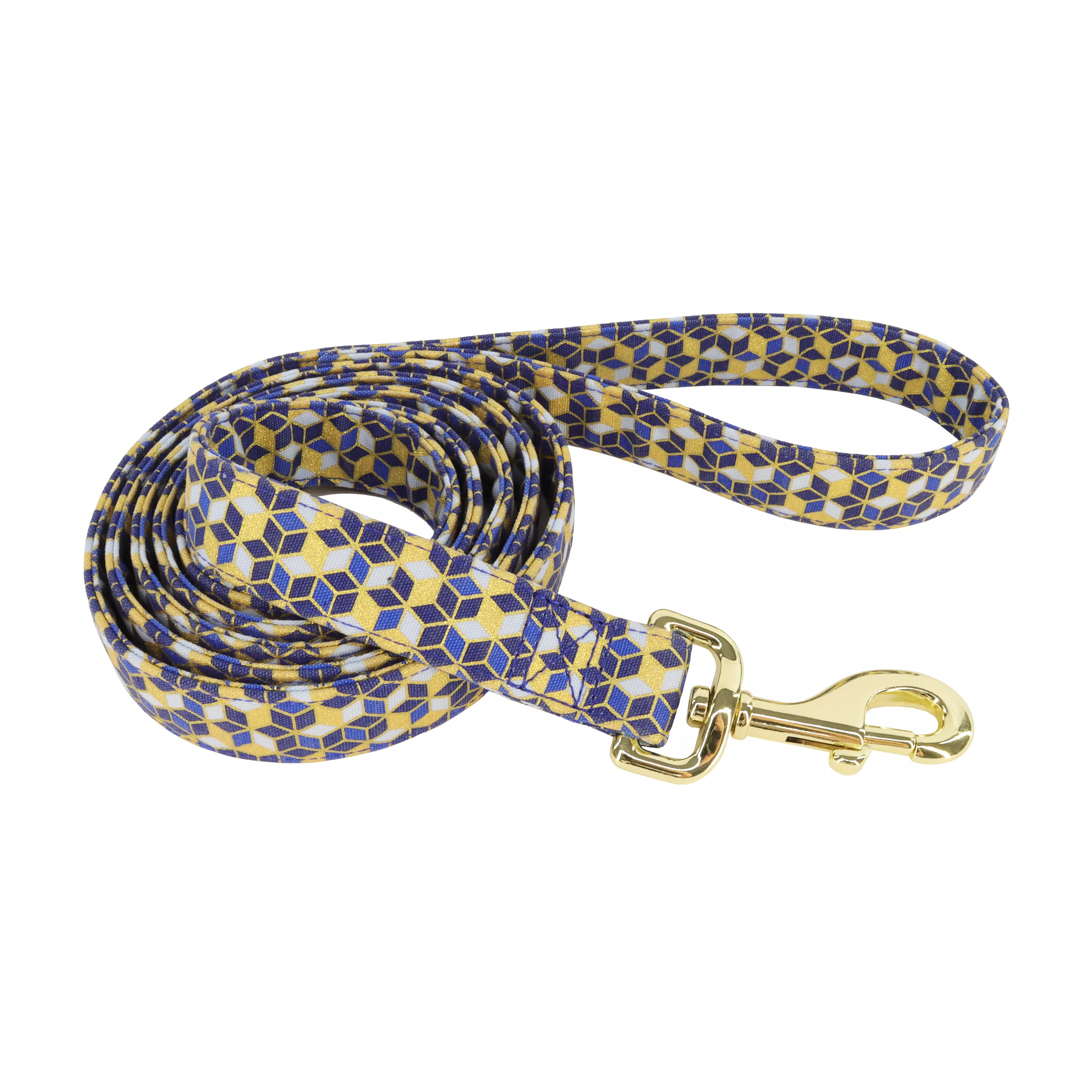 Coastal Accent Metallic 6ft Long 5/8in Dog Leash Blue Diamonds - Image 1