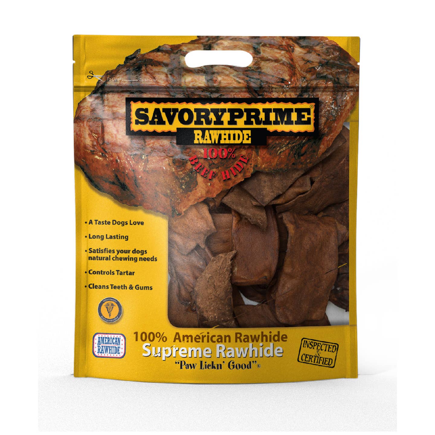 Savory Prime Rawhide Chips Dog Chew 2lb made from USA Beef - Image 1