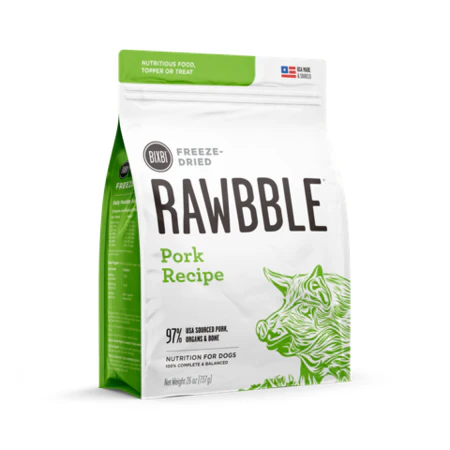 Bixbi Rawbble Freeze Dried Dog 4.5oz Pork - Image 1