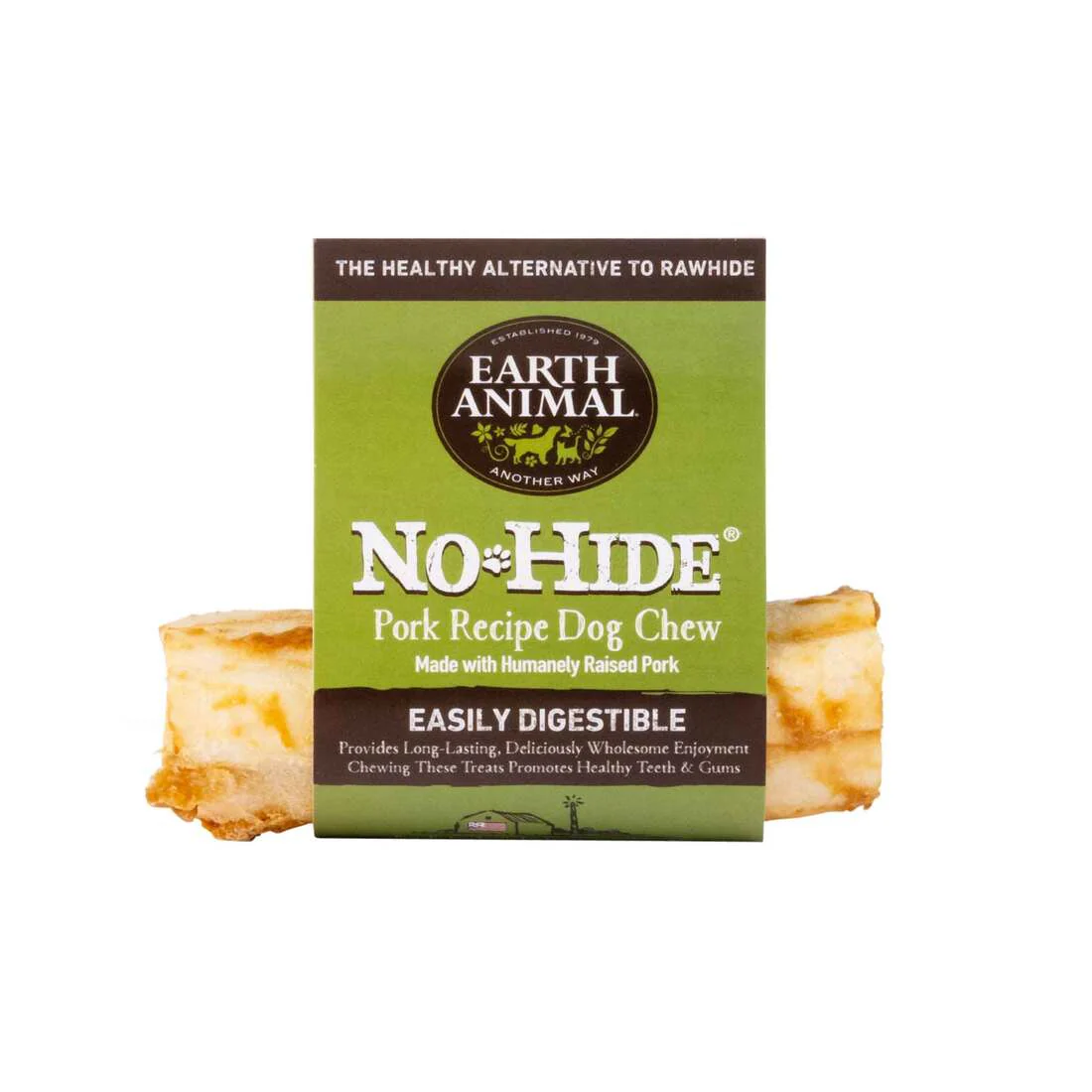 Earth Animal No-Hide Pork Roll Dog Chew Treat 4in - Image 1
