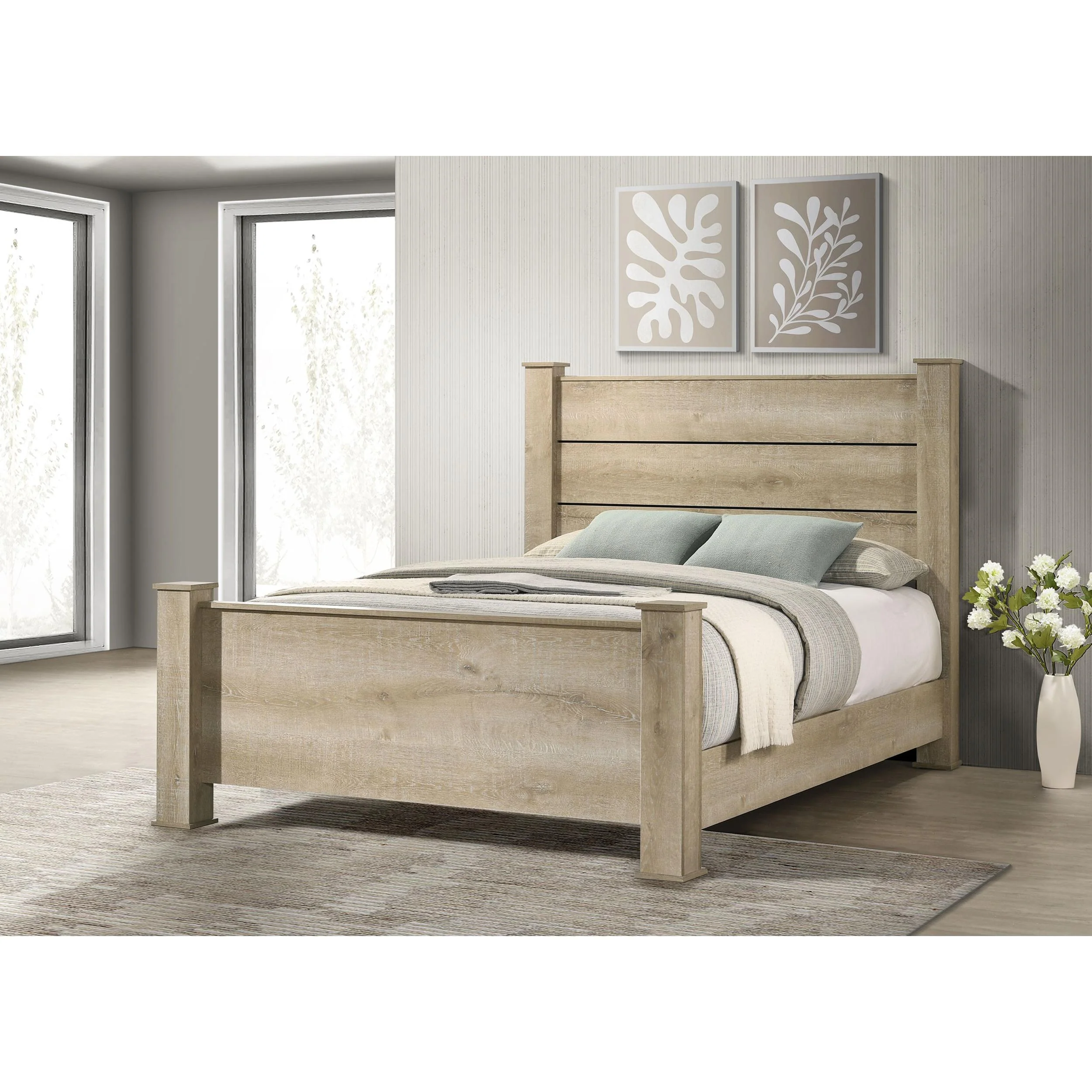 Coaster Furniture Oakglen 225101Q 55-inch Queen Panel Bed - Weathered Oak - Image 3