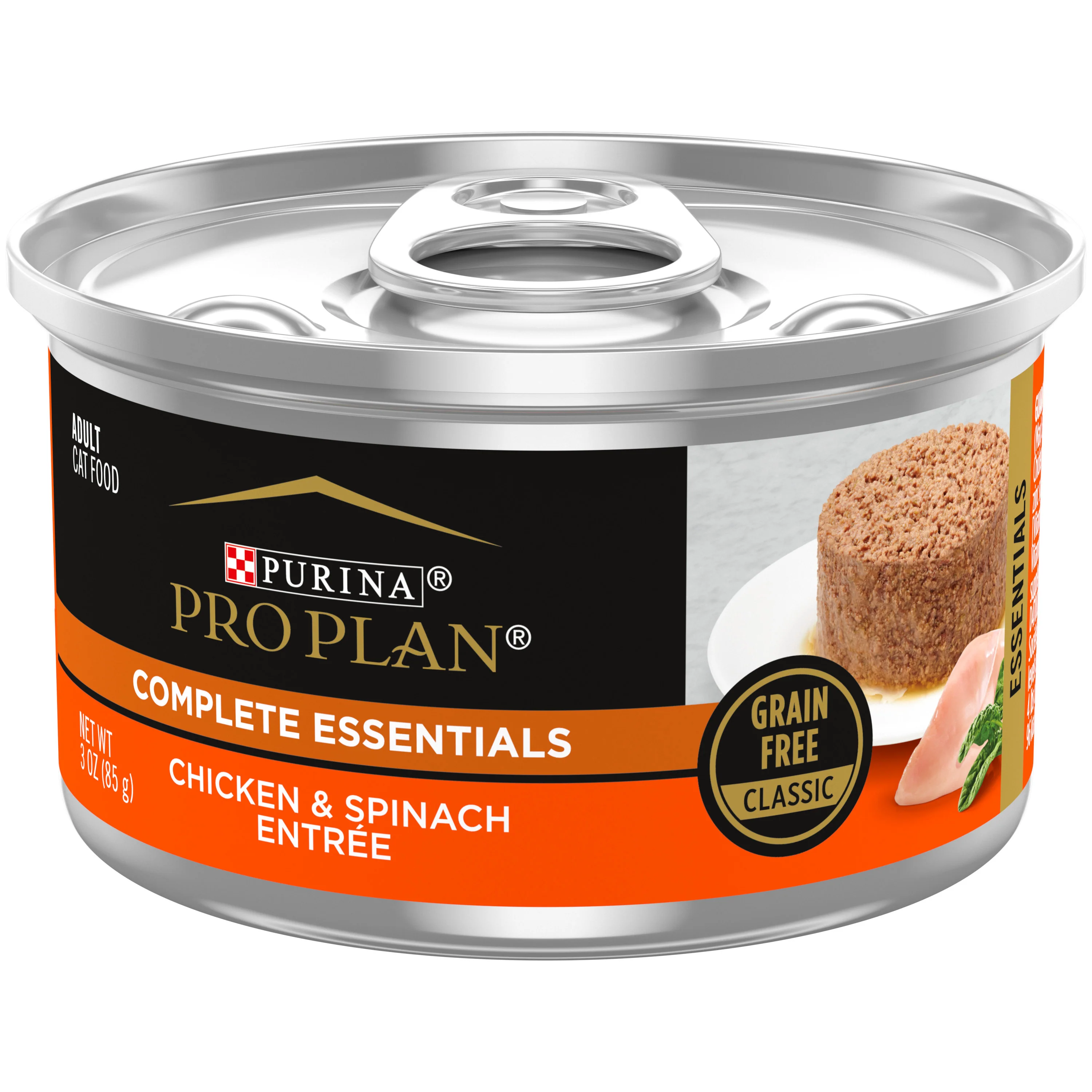 Purina Pro Plan Grain Free Pate Wet Cat Food, Complete Essentials Chicken & Spinach Entree Classic - Image 1
