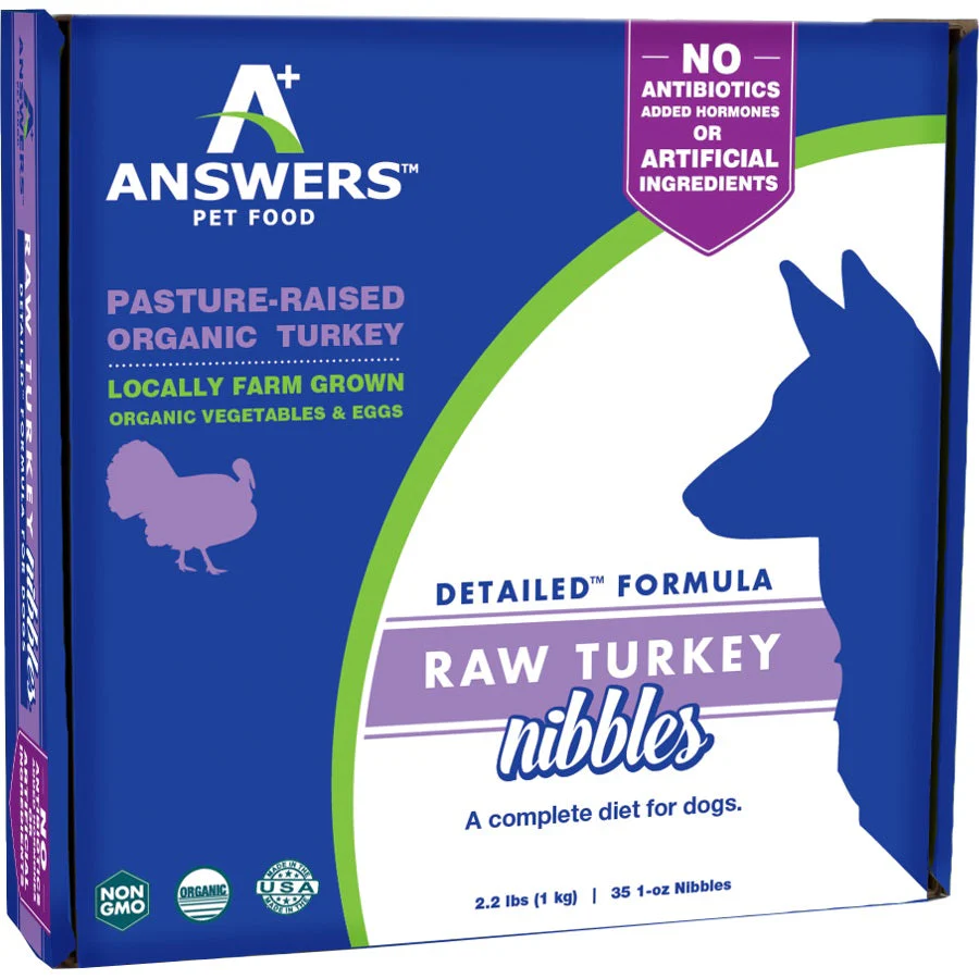 Answers Frozen Detailed Turkey Nibbles Dog Food 2.2lb - Image 1