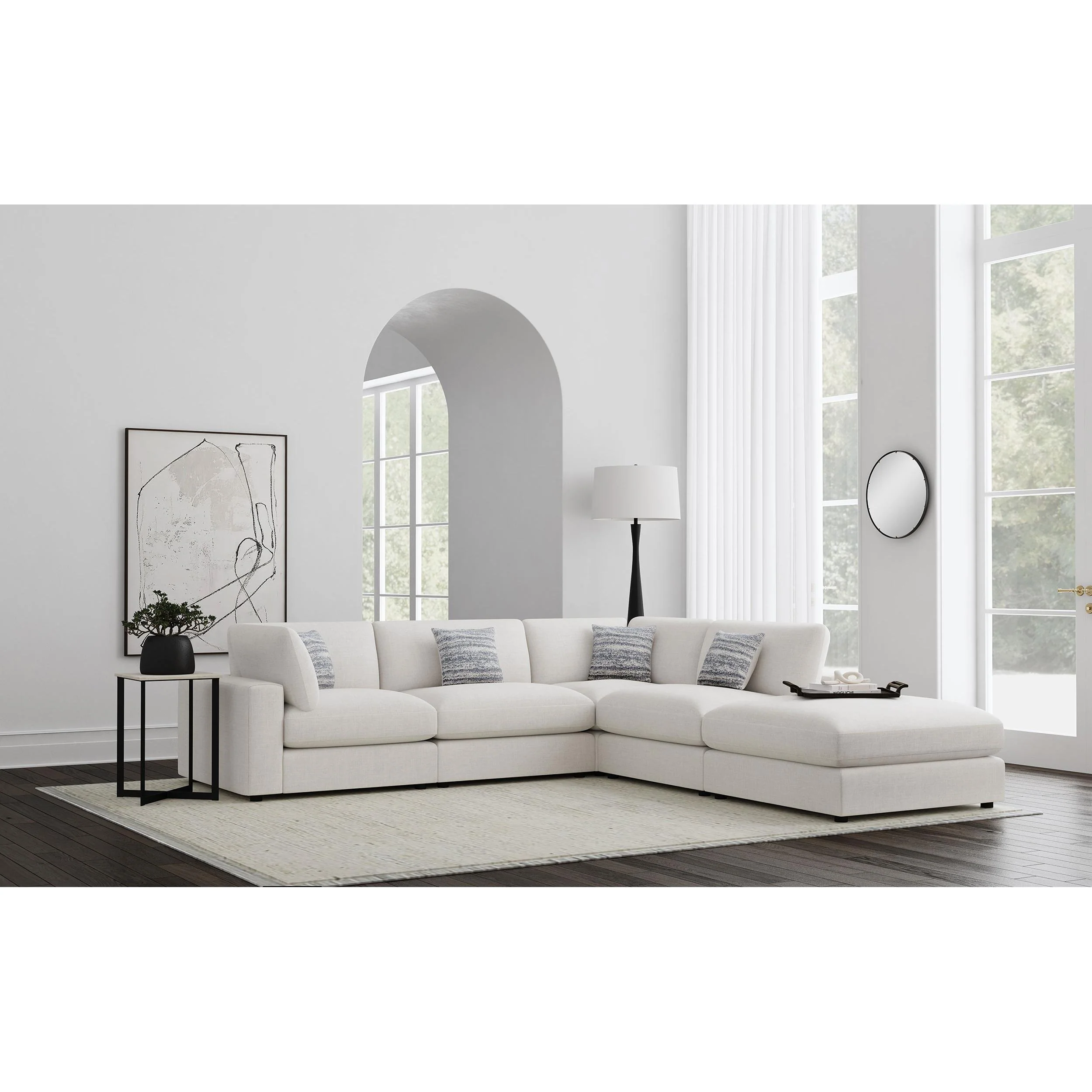 Coaster Furniture Serene 551321-SETC 5 pc Upholstered Modular Sectional - Beige - Image 2