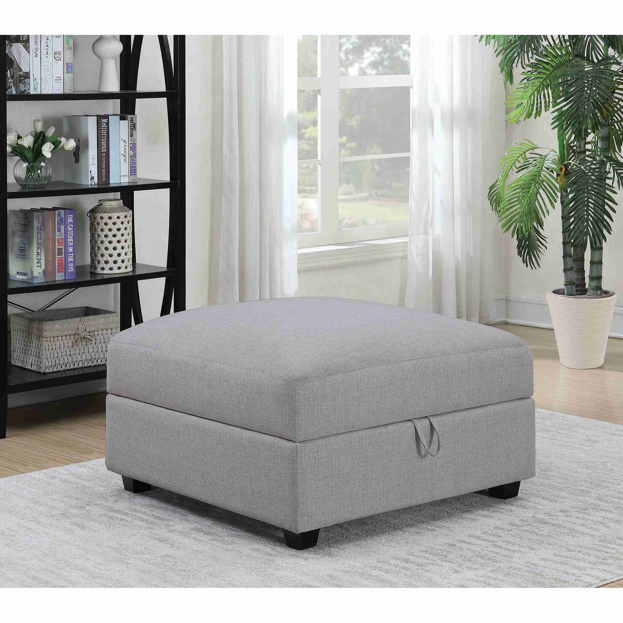 Coaster Furniture Cambria 551513 Square Upholstered Storage Ottoman - Grey - Image 2