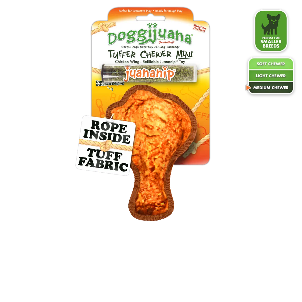 Doggijuana Plush Dog Toy Tuffer Chewer Mini Chicken Wing - Image 1