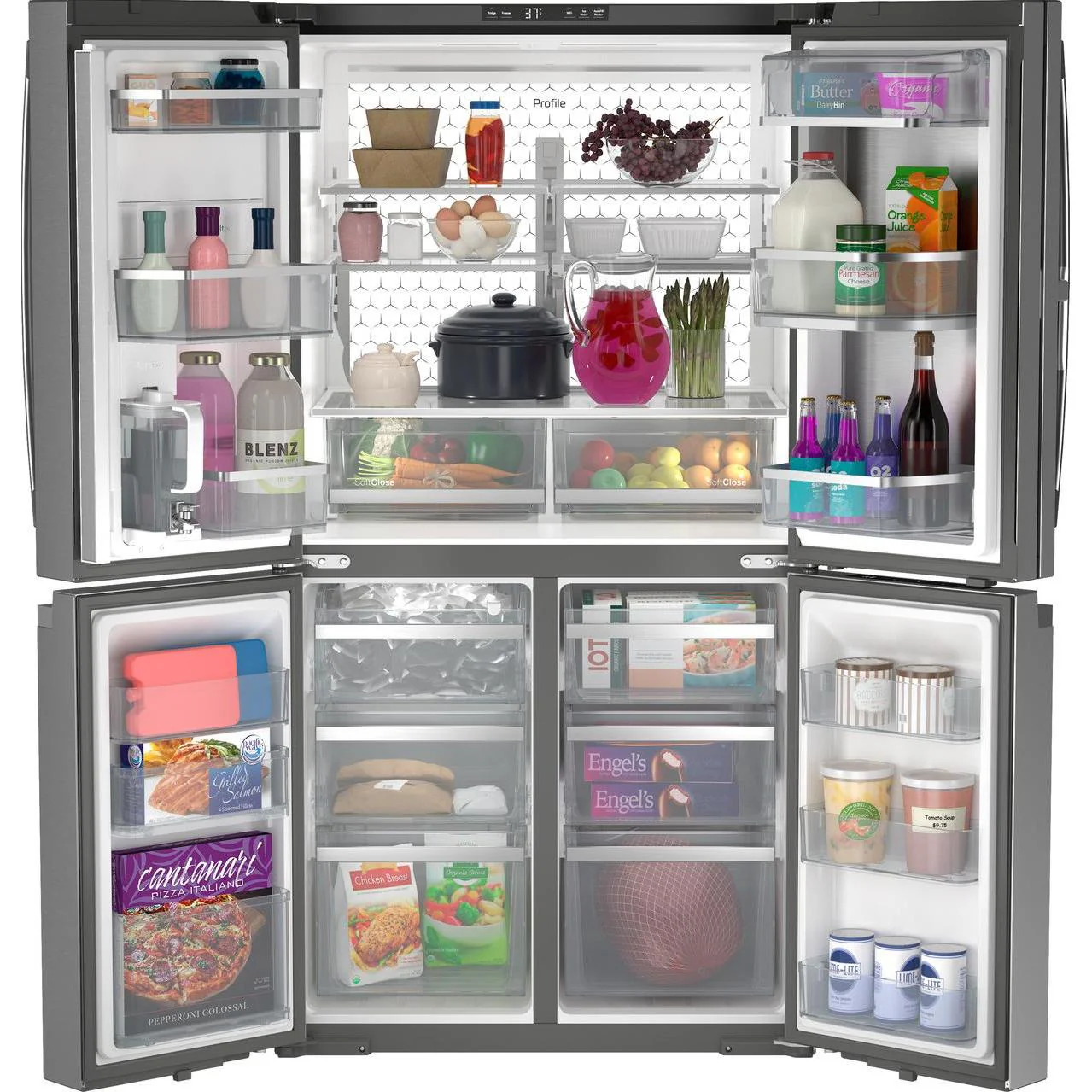GE Profile 22.9 Cu. Ft. 4-Door Refrigerator with Dual-Dispense AutoFill Pitcher PHD23BYWFS - Image 3
