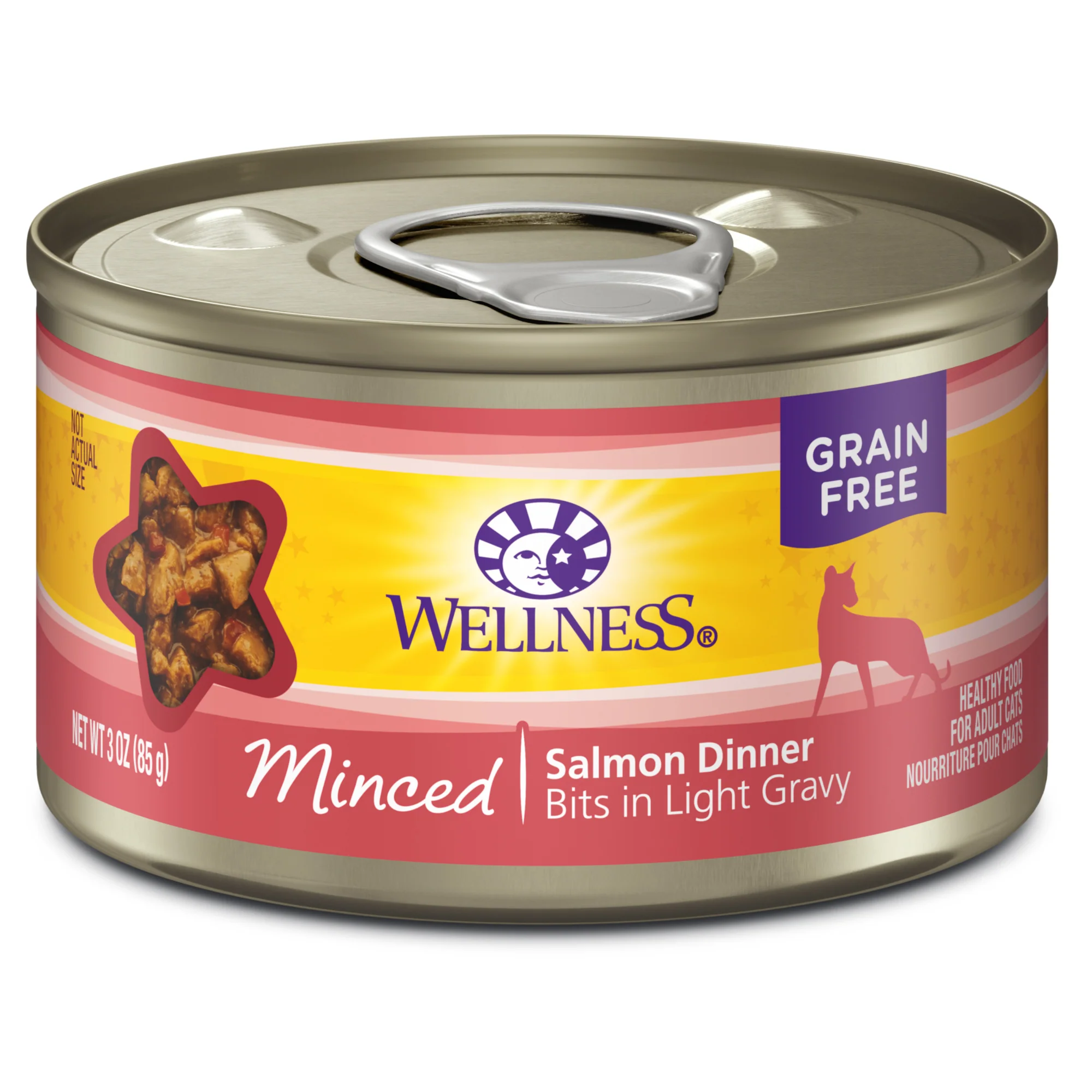 Wellness Complete Health Natural Grain Free Wet Canned Cat Food Minced Salmon Entree 3oz Can - Image 1