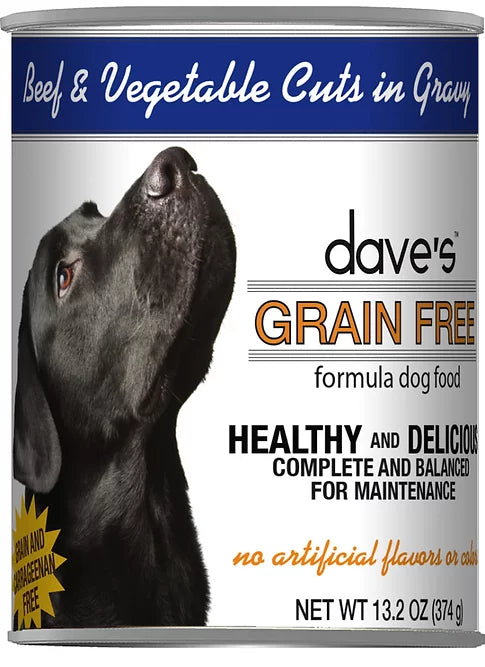 Daves Grain Free Wet Dog Food 13oz Beef and Veggies - Image 1