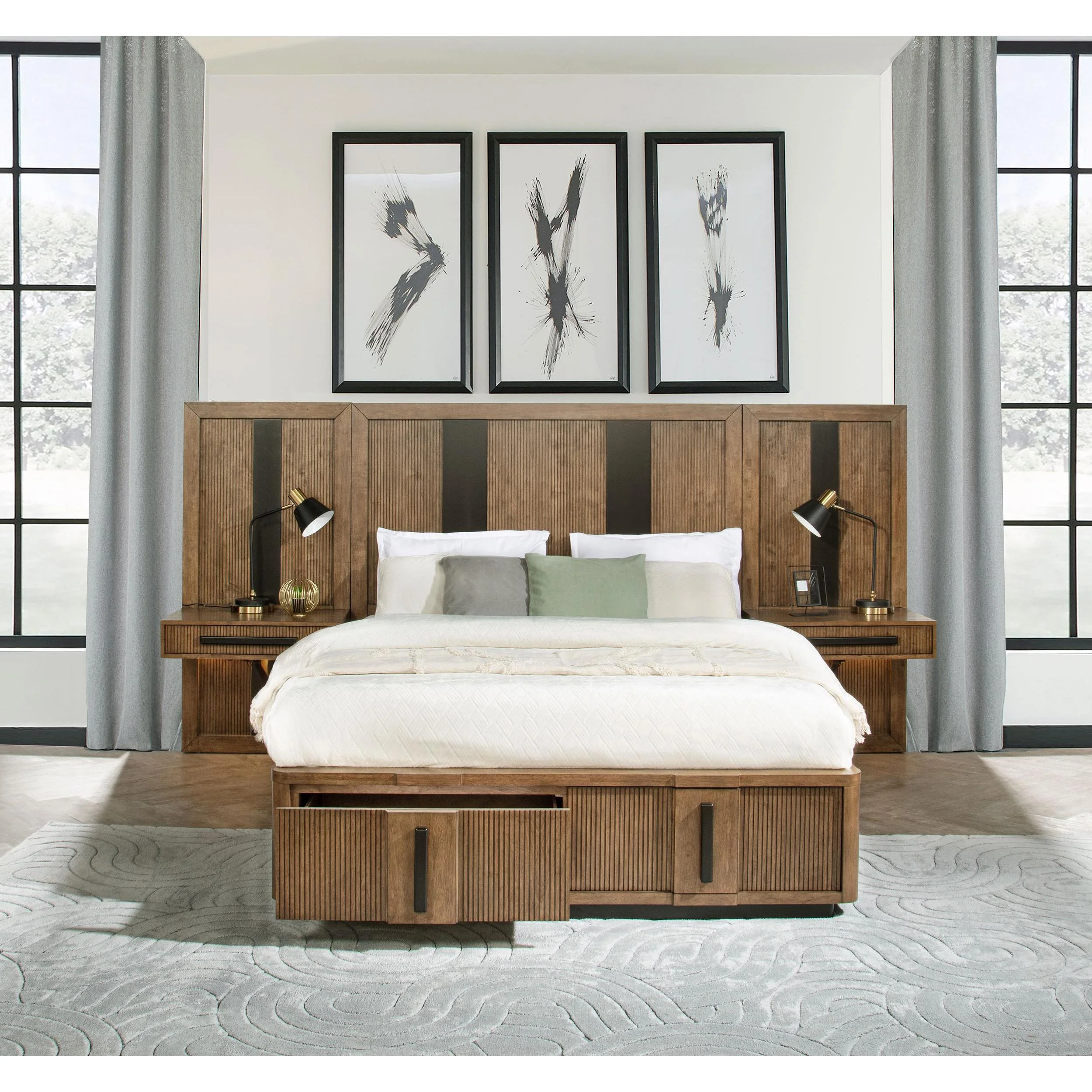 Coaster Furniture Terrace 224900KE-S3P King Wall Panel Storage Bed - Ash Brown - Image 2