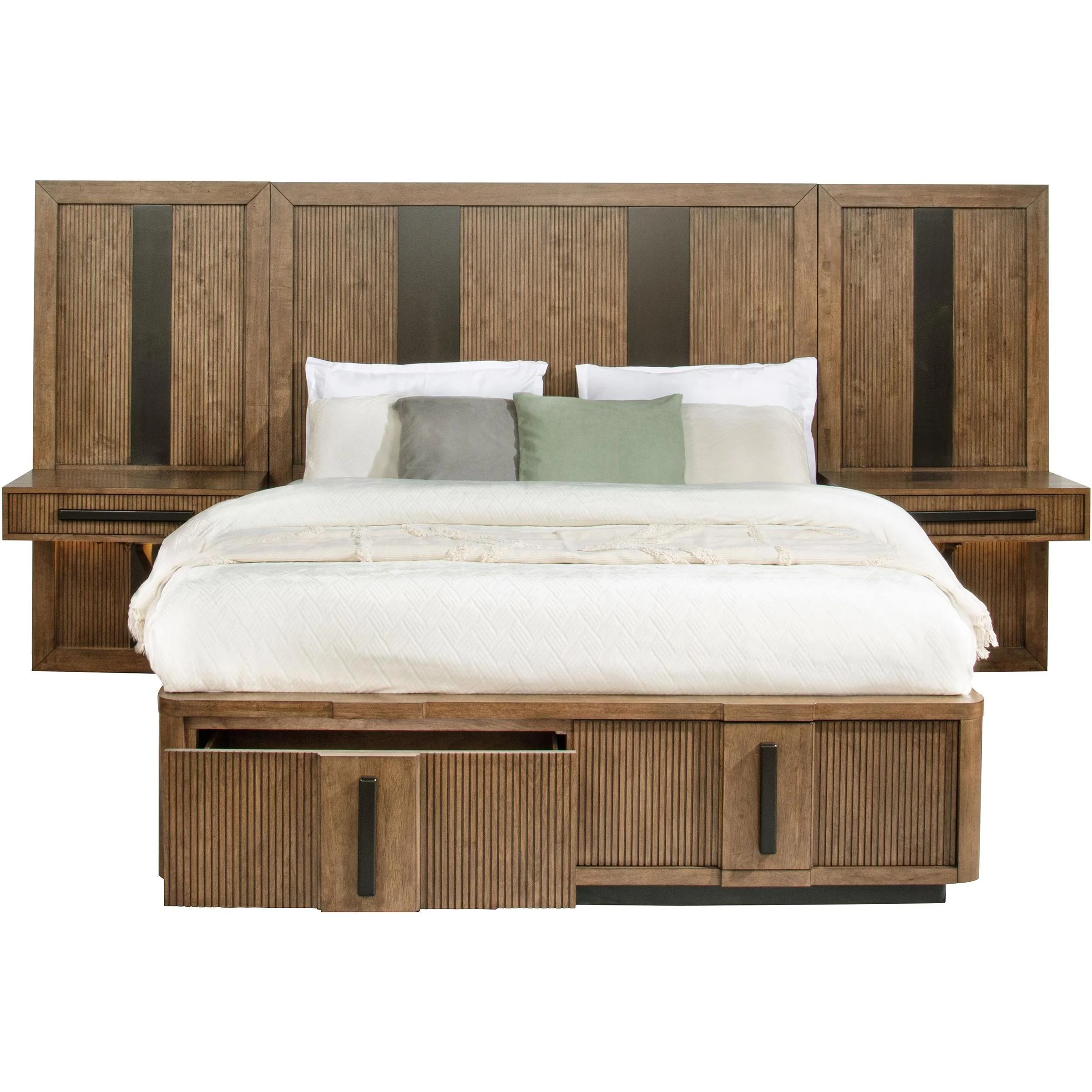Coaster Furniture Terrace 224900KE-S3P King Wall Panel Storage Bed - Ash Brown - Image 3