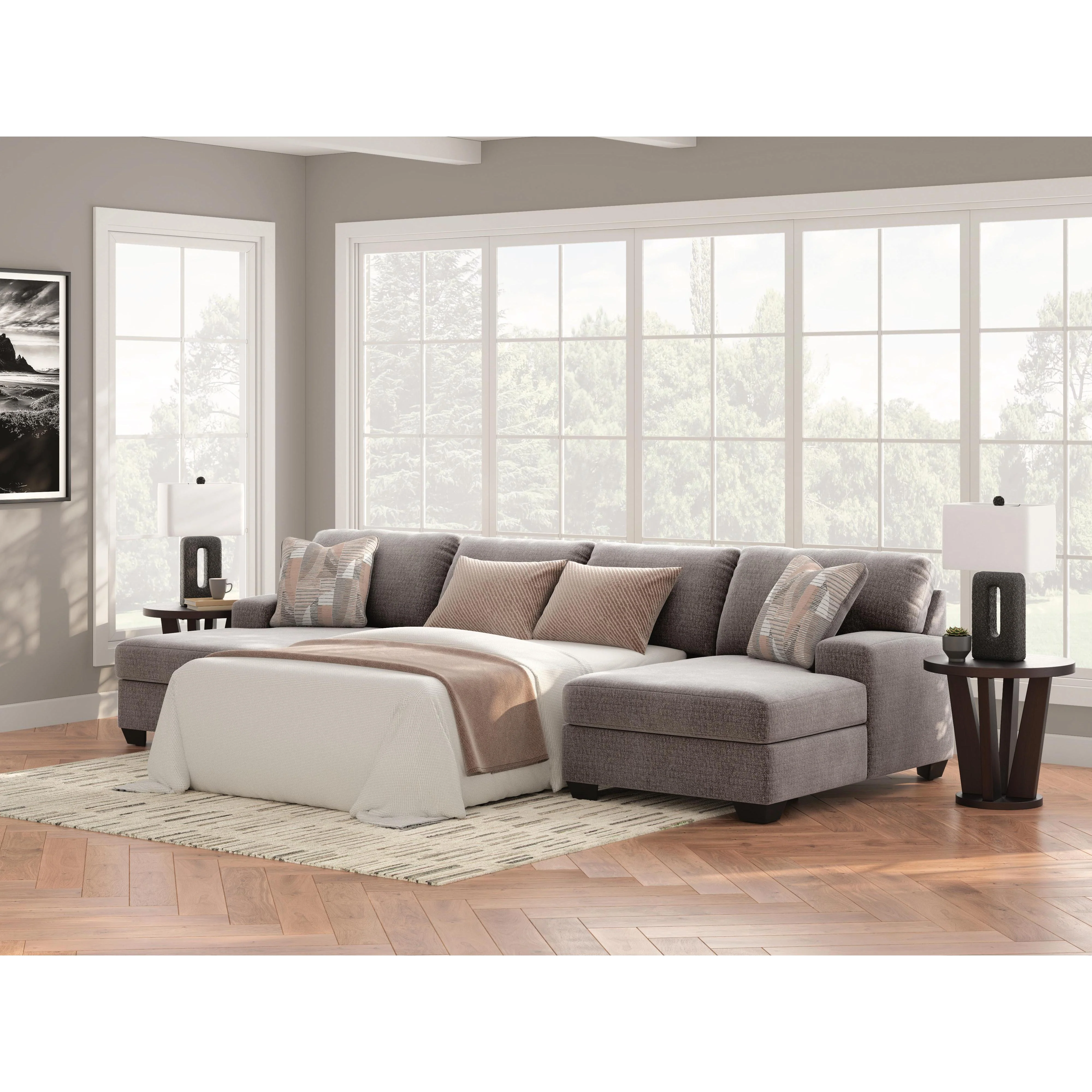 Signature Design by Ashley Seyler Lane 48405S7 3 pc Sleeper Sectional with Double Chaise - Image 3