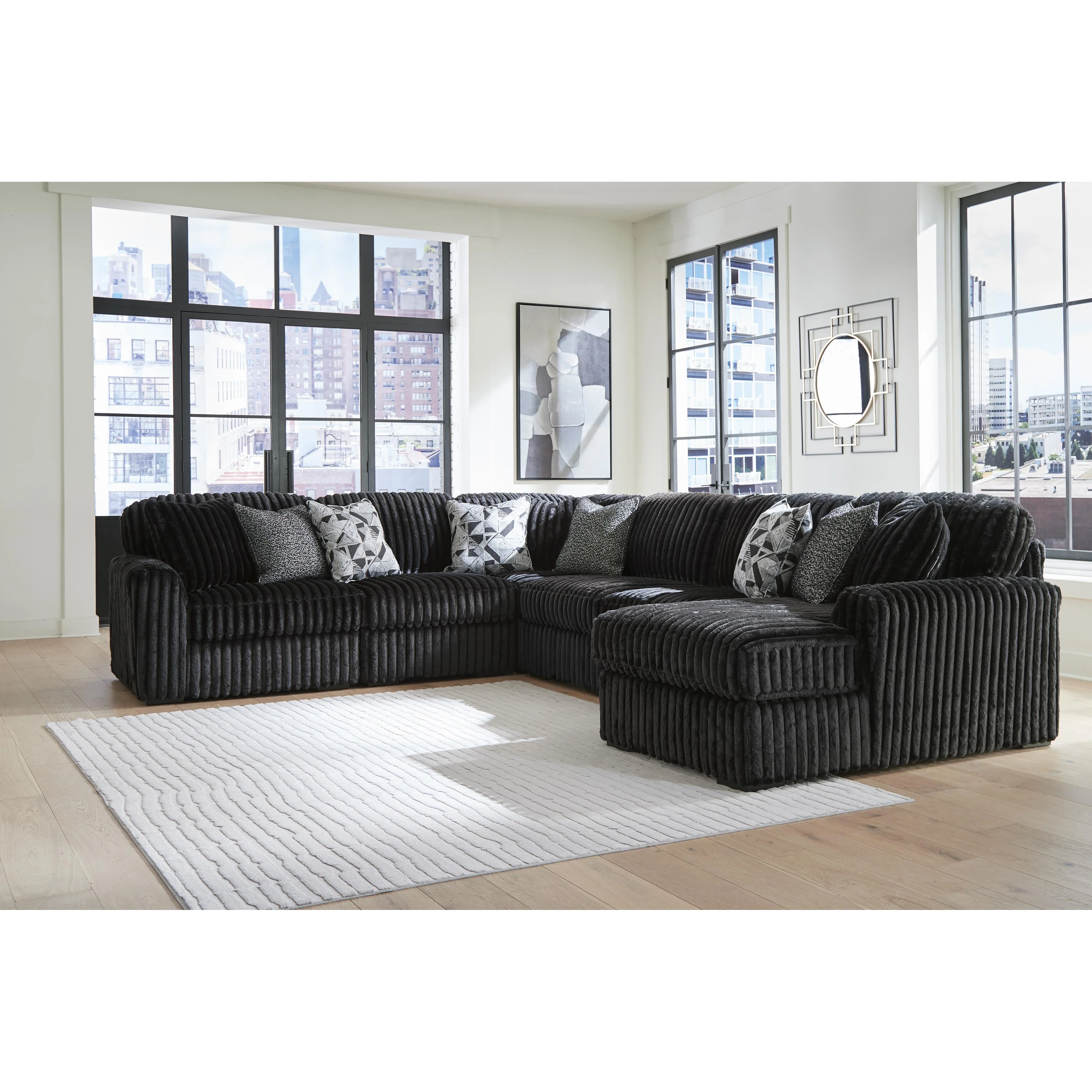 Signature Design by Ashley Midnight-Madness 98103S24 6 pc Sectional with Chaise - Image 2