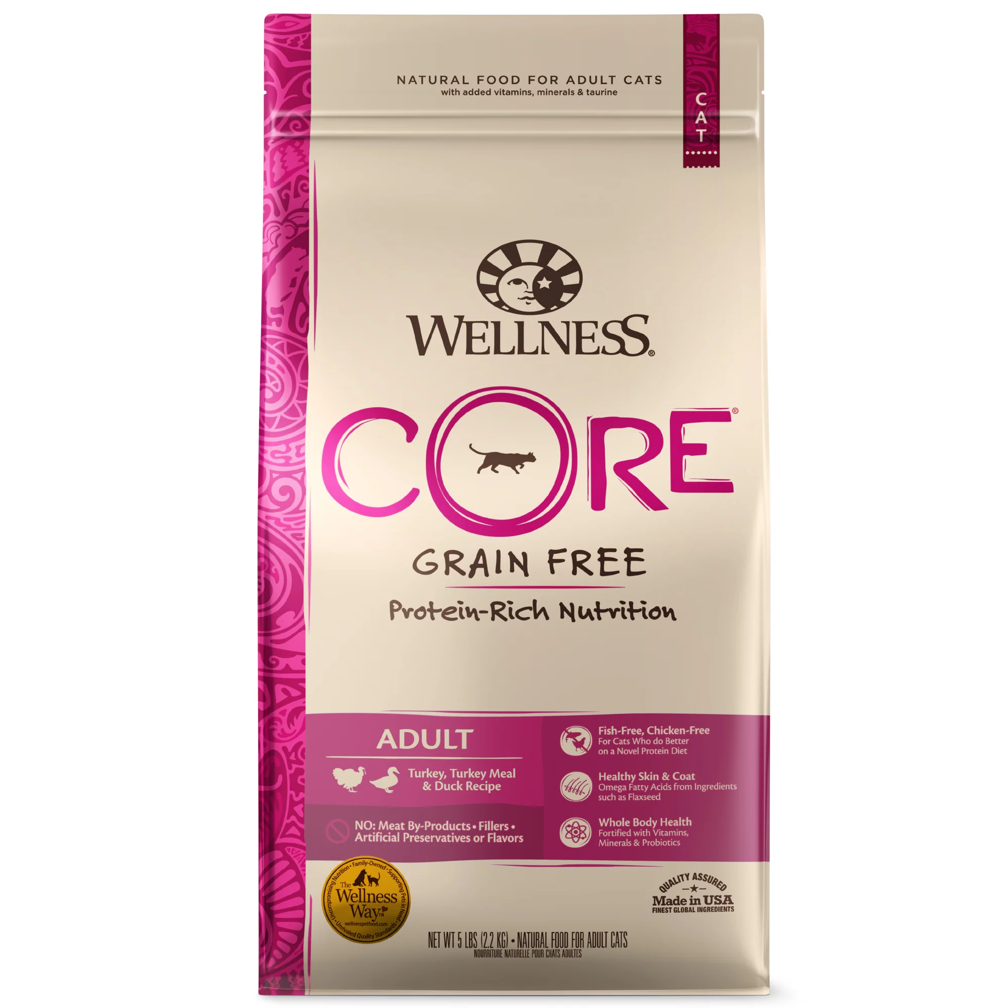 Wellness CORE Grain-Free Turkey Turkey Meal & Duck Formula Dry Cat Food 5lb Bag - Image 1