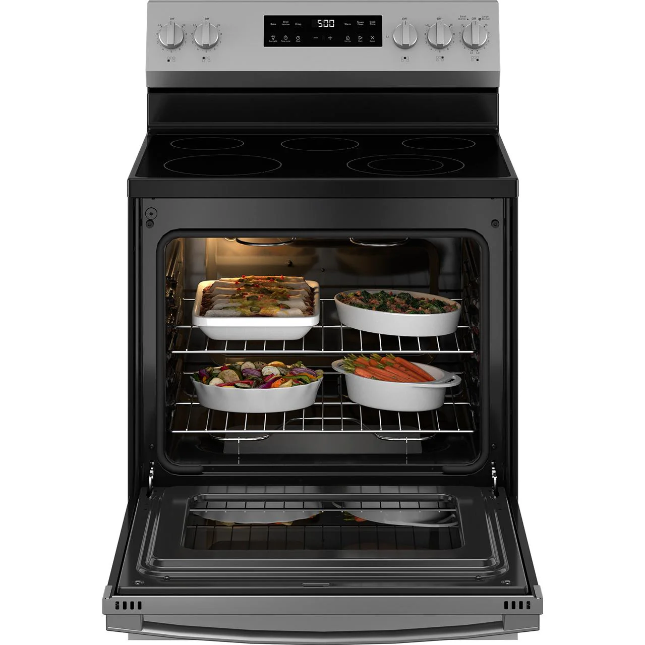 GE 30-inch Freestanding Electric Range with Crisp Mode GRF500SVSS - Image 2