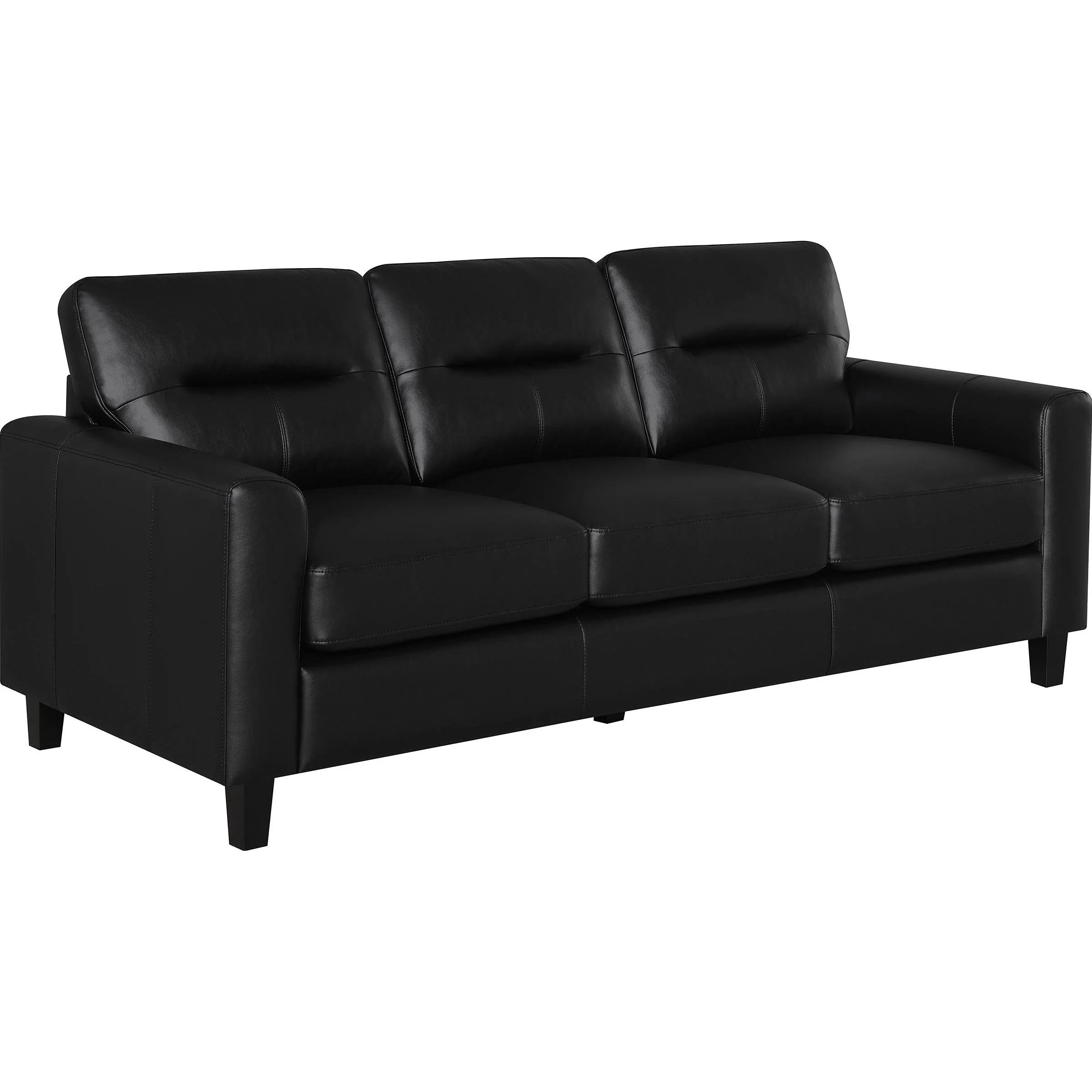 Coaster Furniture Scotland 504664 Faux Leather Upholstered Track Arm Sofa – Black