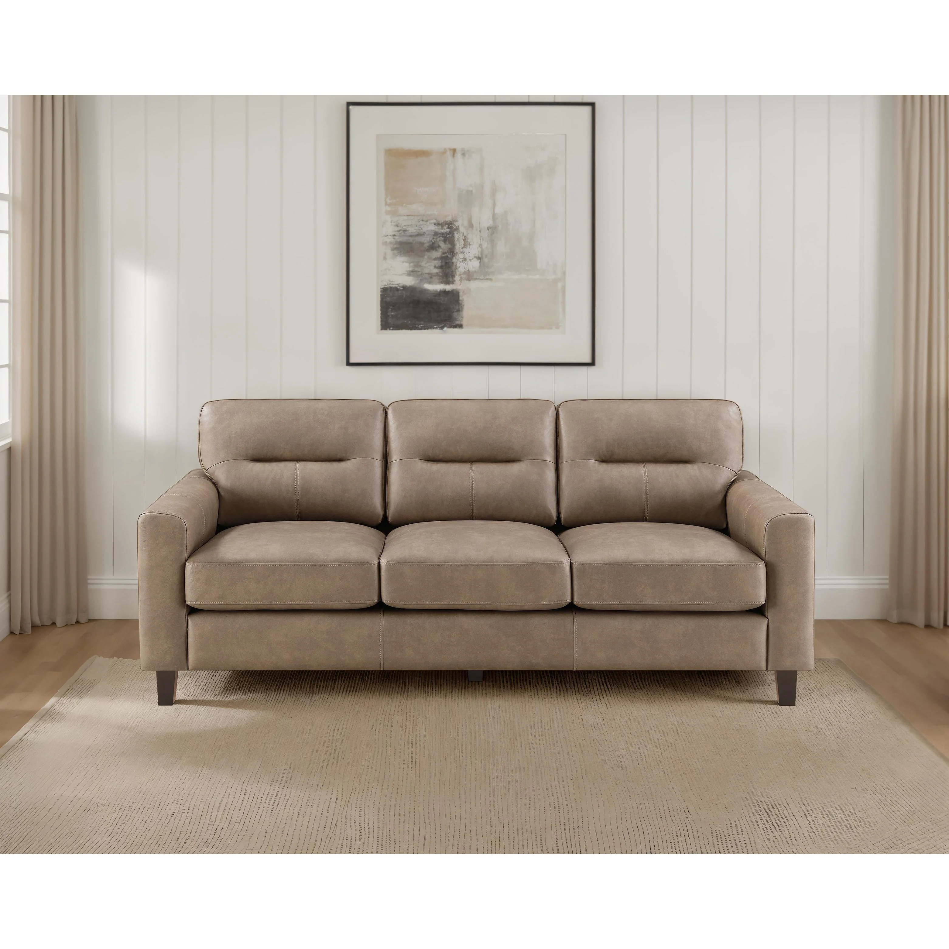 Coaster Furniture Scotland 504667 Faux Leather Upholstered Track Arm Sofa - Brown - Image 2