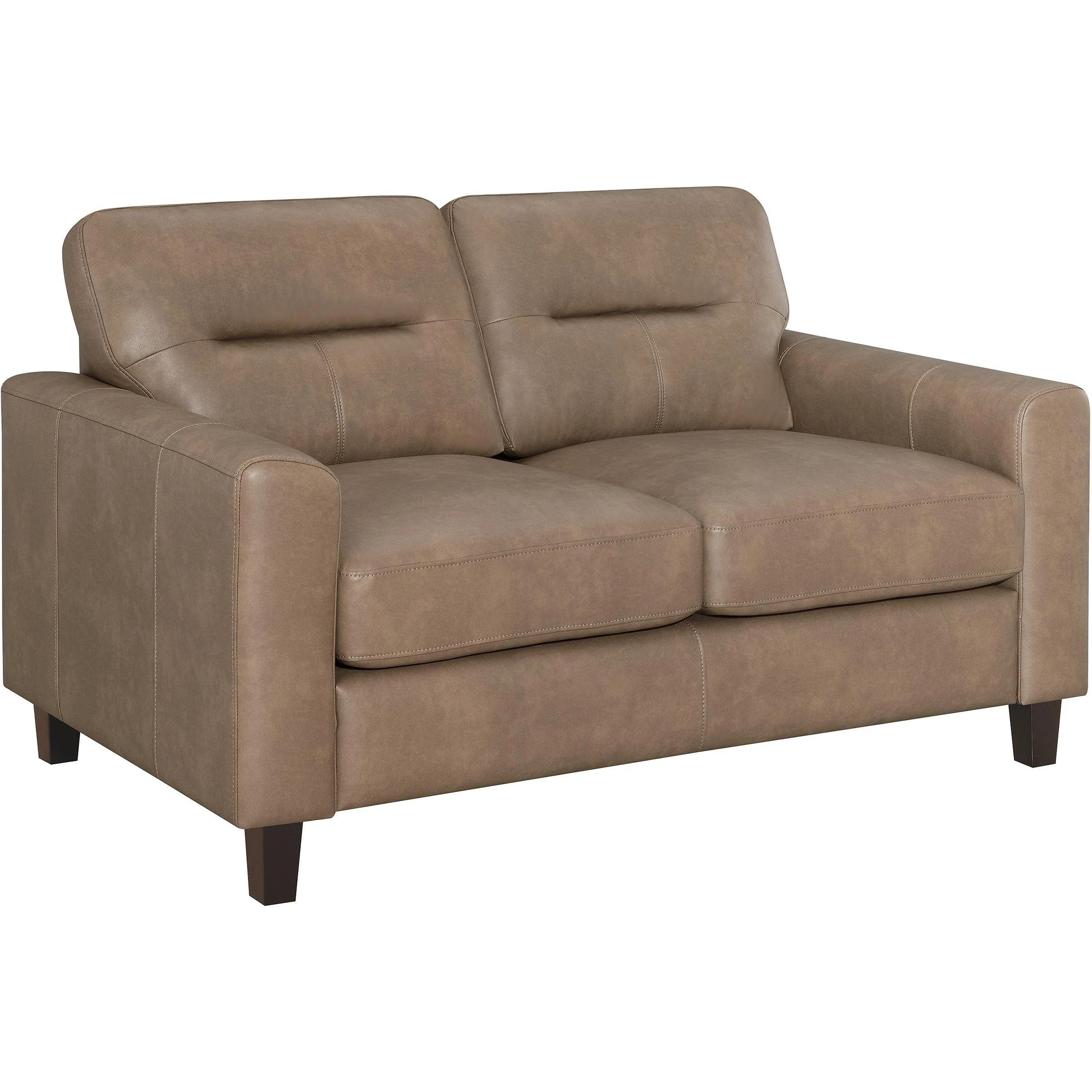 Coaster Furniture Scotland 504668 Faux Leather Upholstered Track Arm Loveseat – Brown