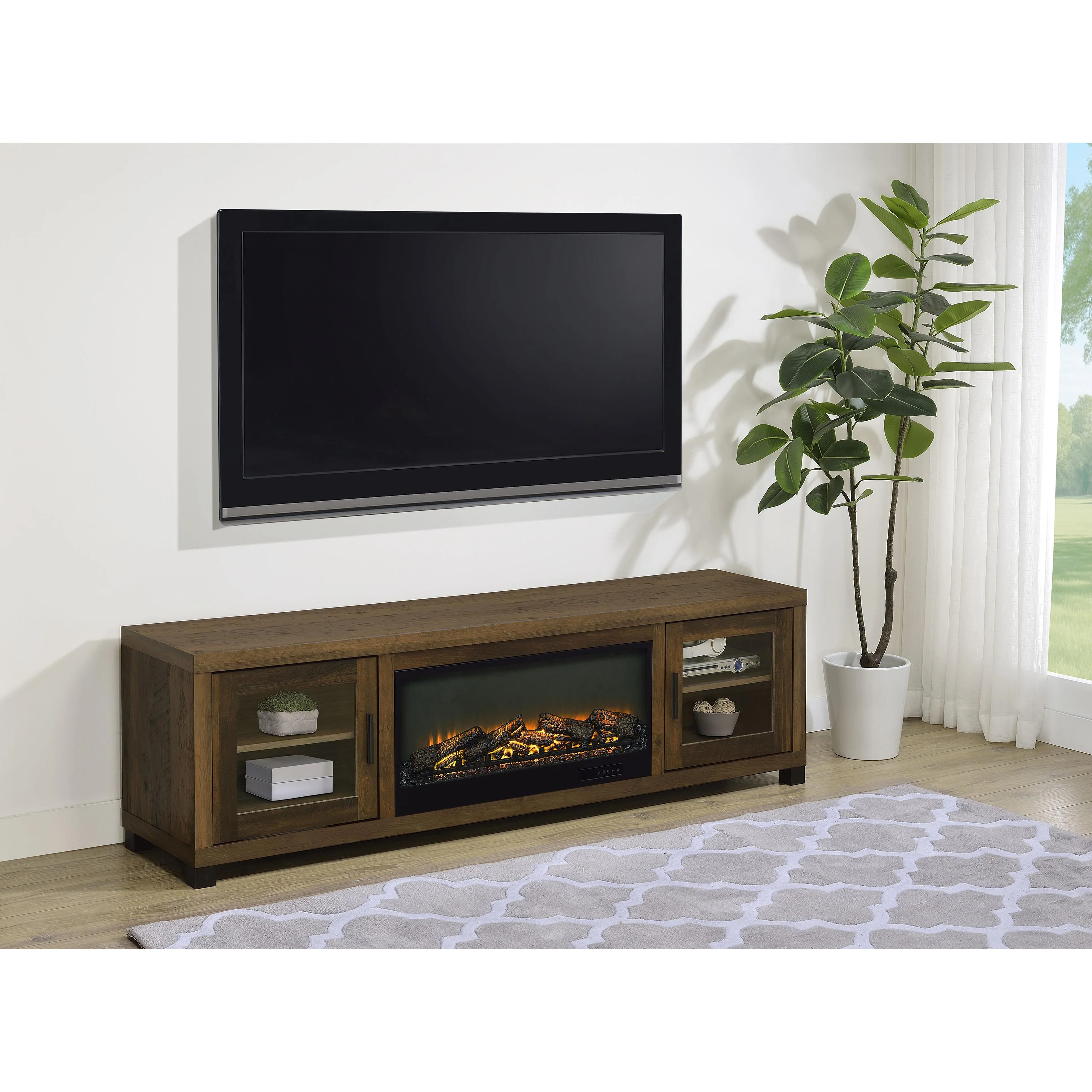Coaster Furniture Havering 722873 71-inch TV Stand Fireplace Media Console - Dark Pine - Image 2