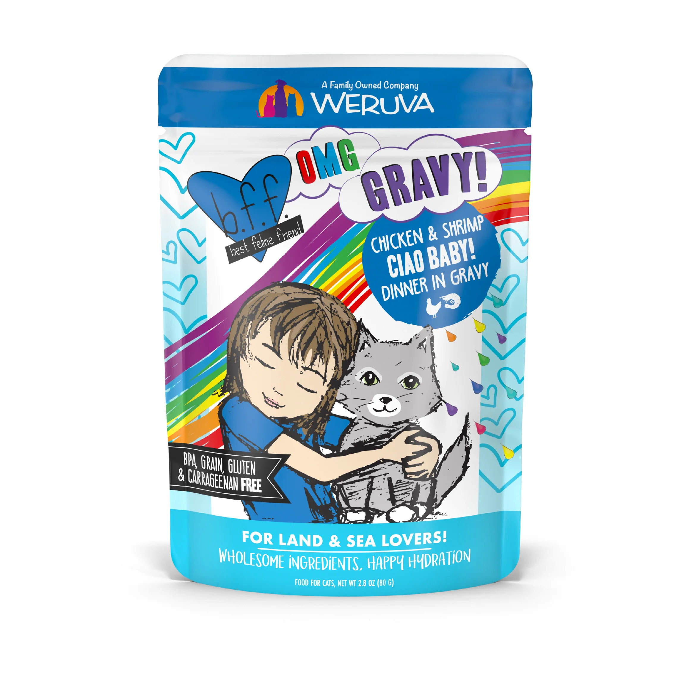 Weruva B.F.F. Oh My Gravy 2.8oz Pouch Cat food Ciao Baby - Image 1