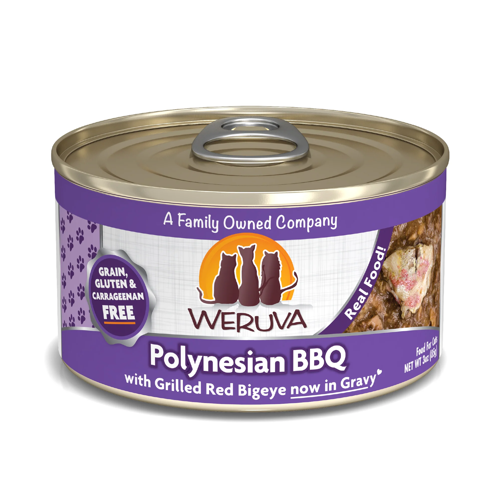 Weruva Classics 3oz Canned Cat food Polynesian BBQ with Grilled Red Big Eye Canned Cat Food - Image 1