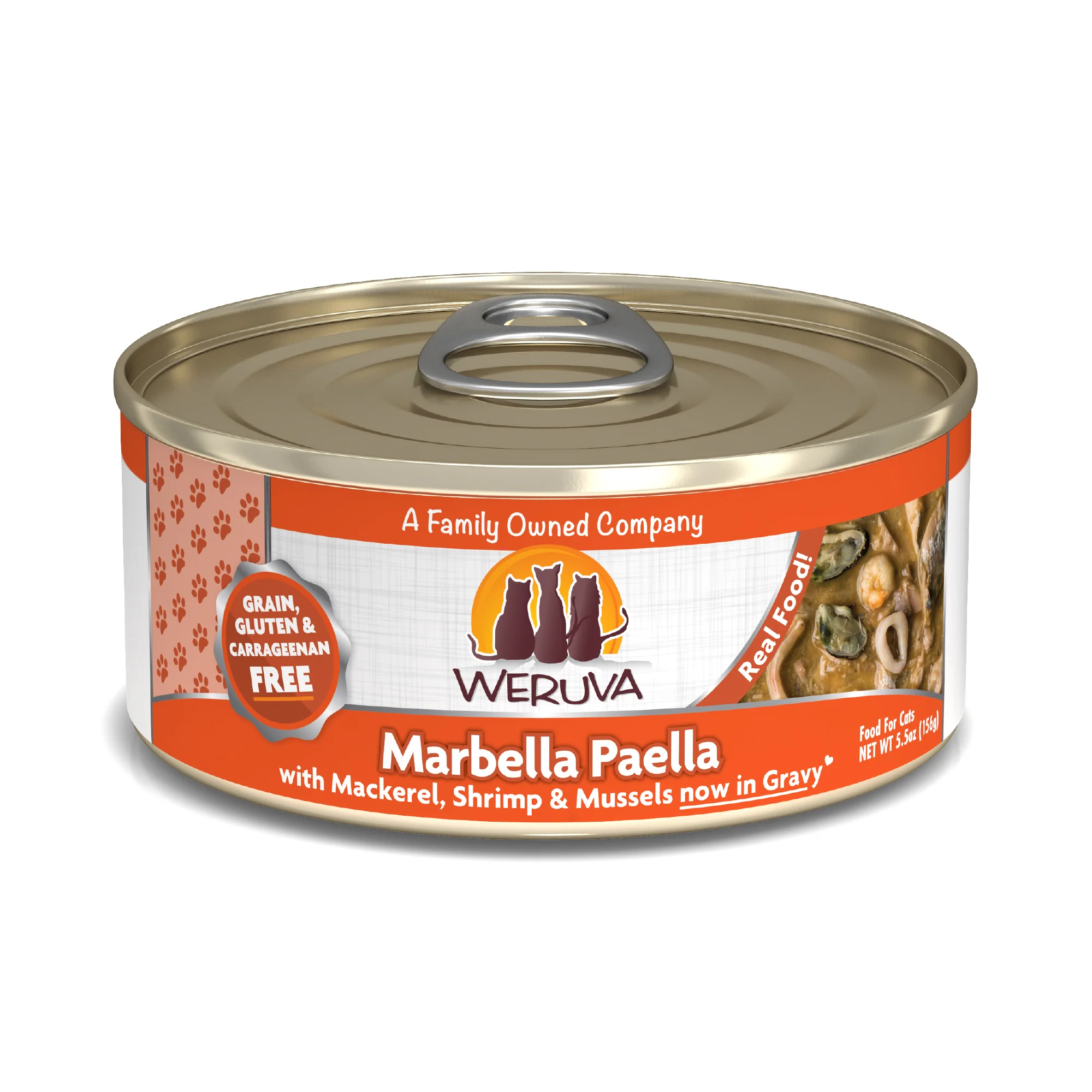 Weruva Classics 5.5oz Canned Cat food  Marbella Paella with Calamari, Shrimp & Mussels - Image 1