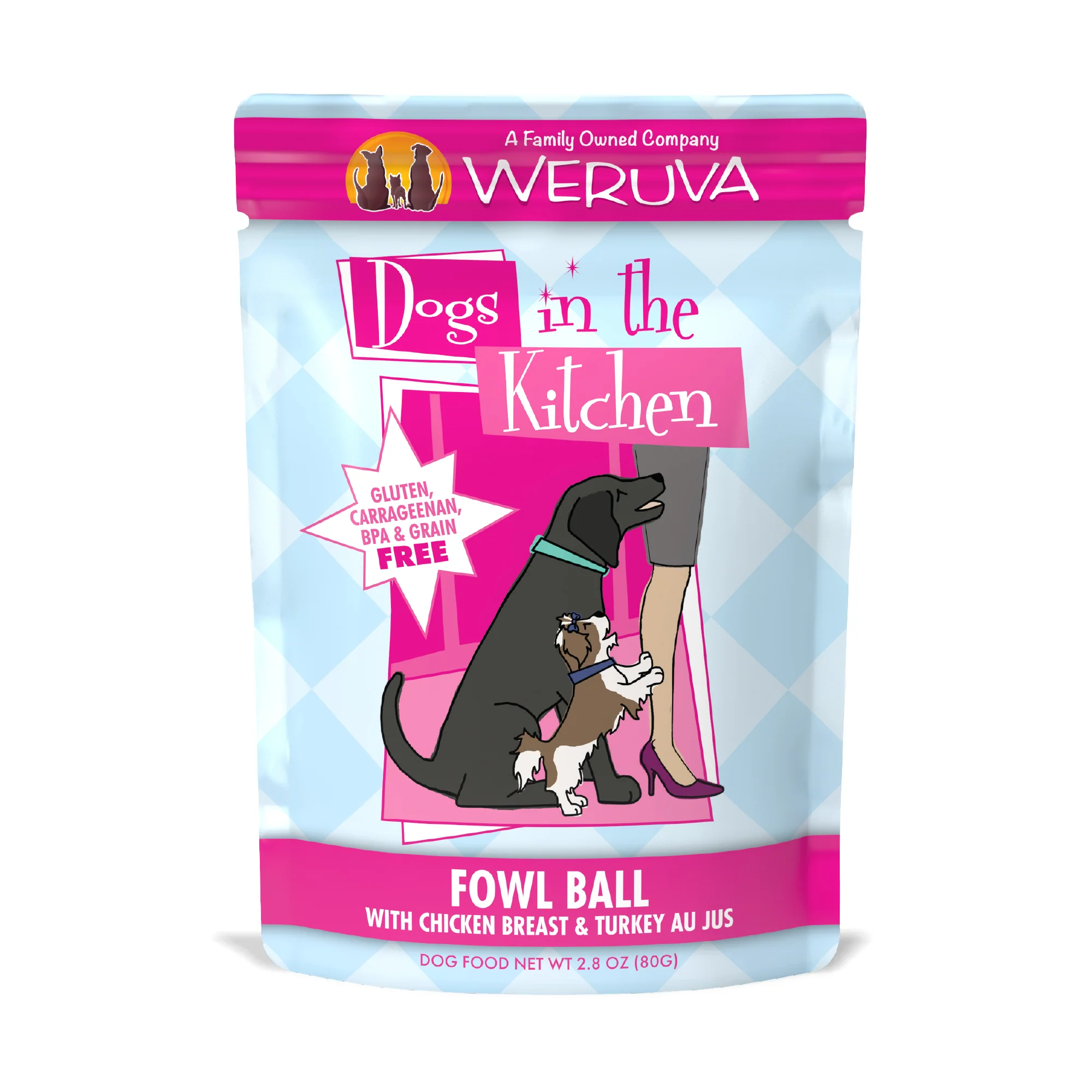 Weruva Dogs in the Kitchen 2.8oz Pouch Dog food Fowl Ball with Chicken Breast & Turkey - Image 1