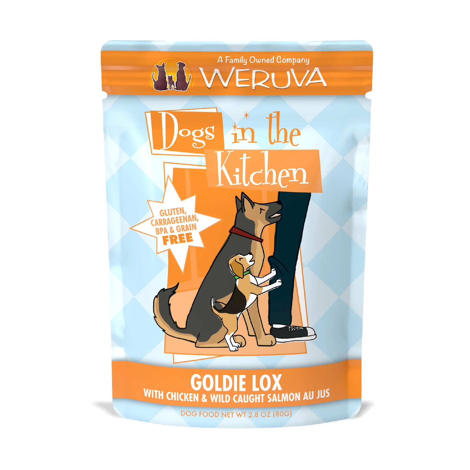 Weruva Dogs in the Kitchen 2.8oz Pouch Dog food Goldie Lox with Chicken & Salmon - Image 1