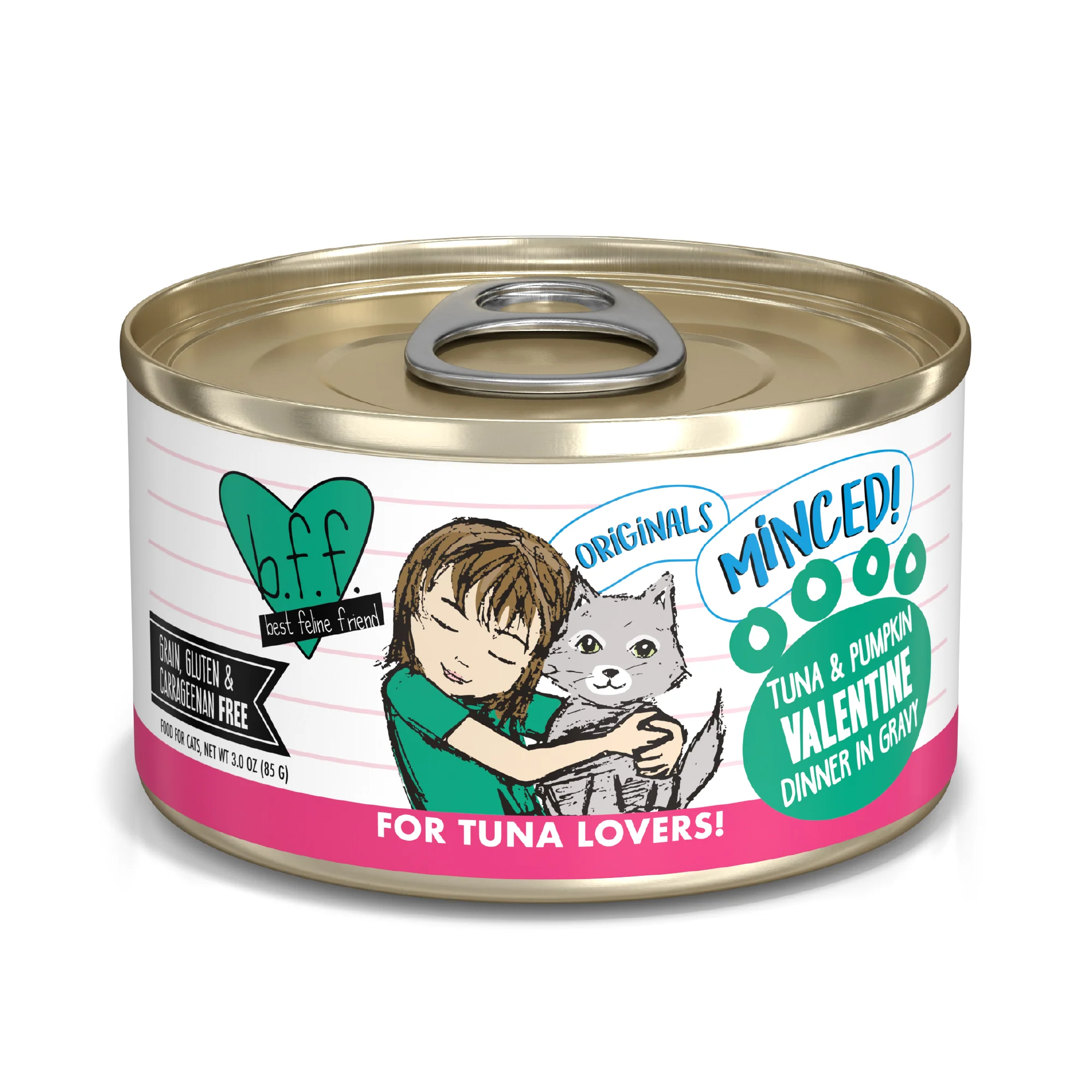 Weruva B.F.F. Originals 3oz Canned Cat food Tuna & Pumpkin Valentine - Image 1