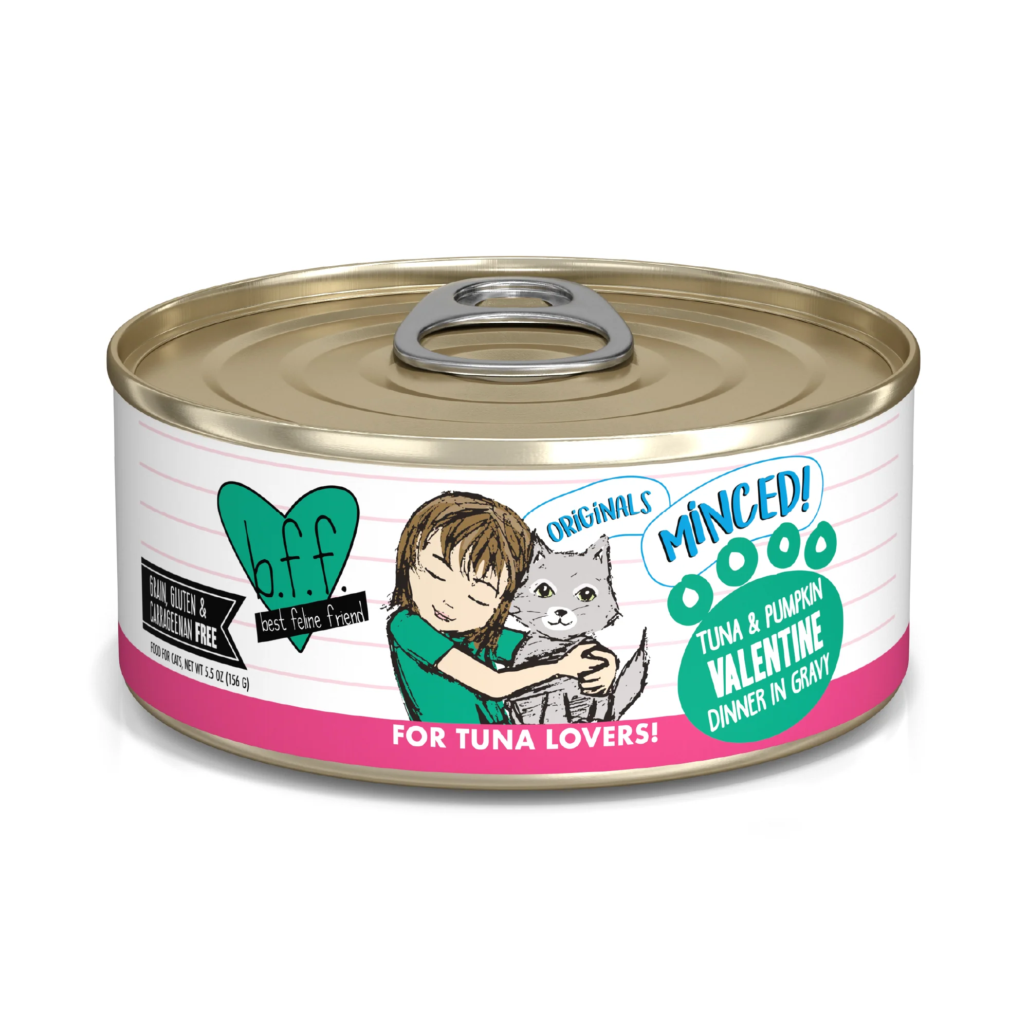 Weruva B.F.F. Originals 5.5oz Canned Cat food Tuna & Pumpkin Valentine - Image 1