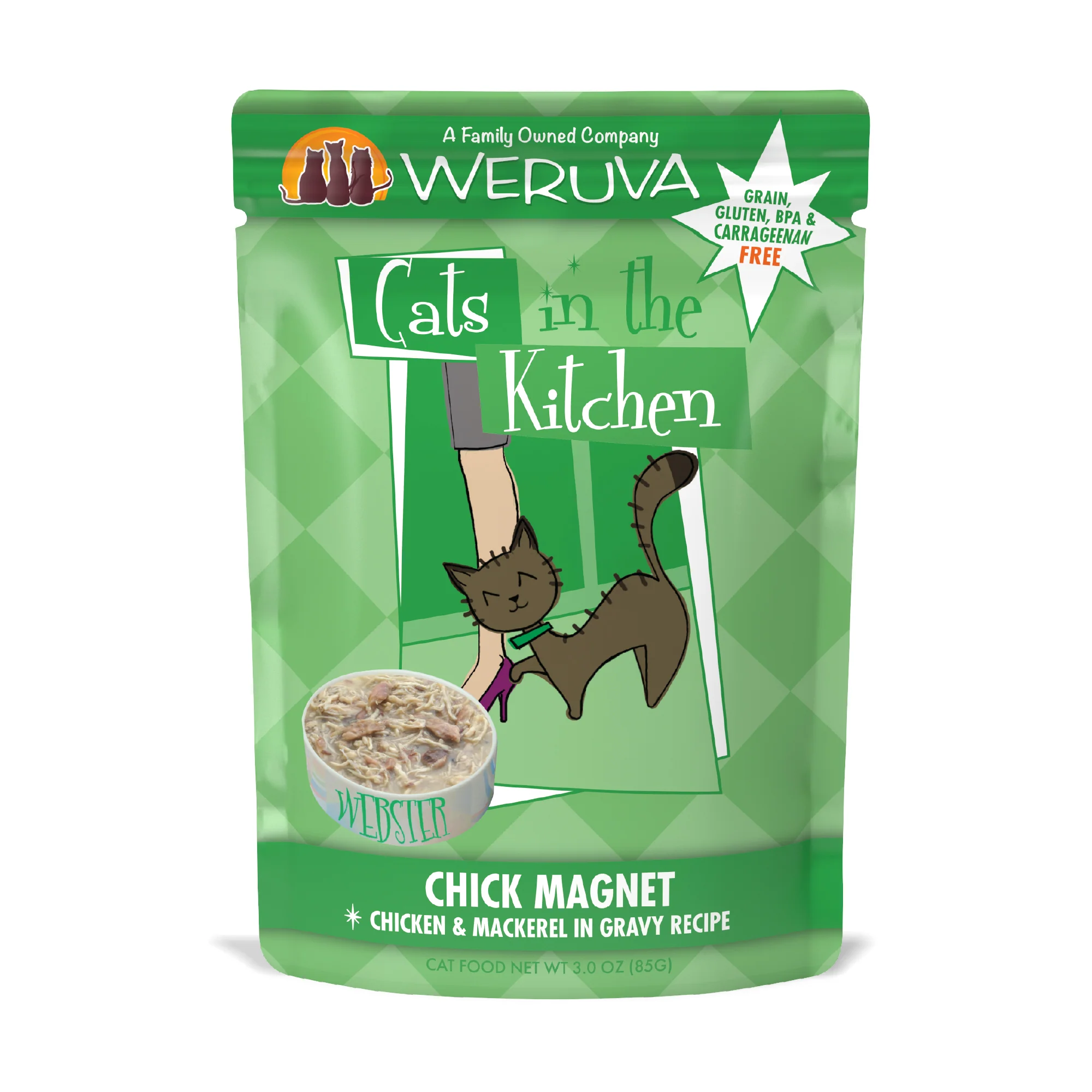 Weruva Cats in the Kitchen 3oz Pouch Cat Food Chick Magnet - Image 1