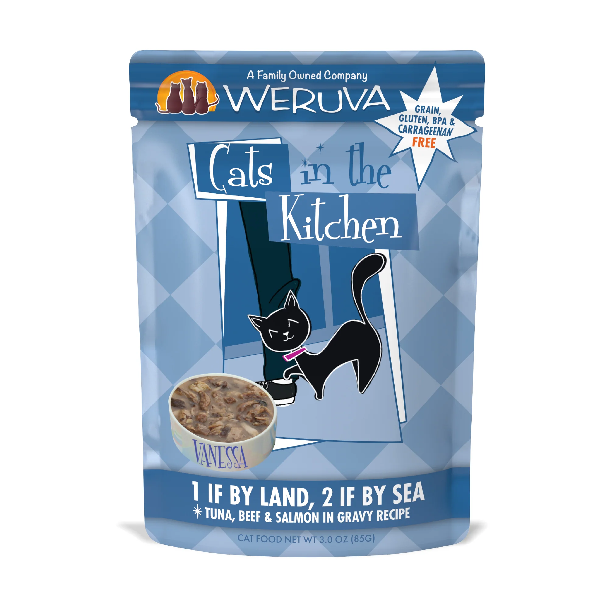 Weruva Cats in the Kitchen 3oz Pouch Cat Food 1 If By Land 2 If By Sea - Image 1