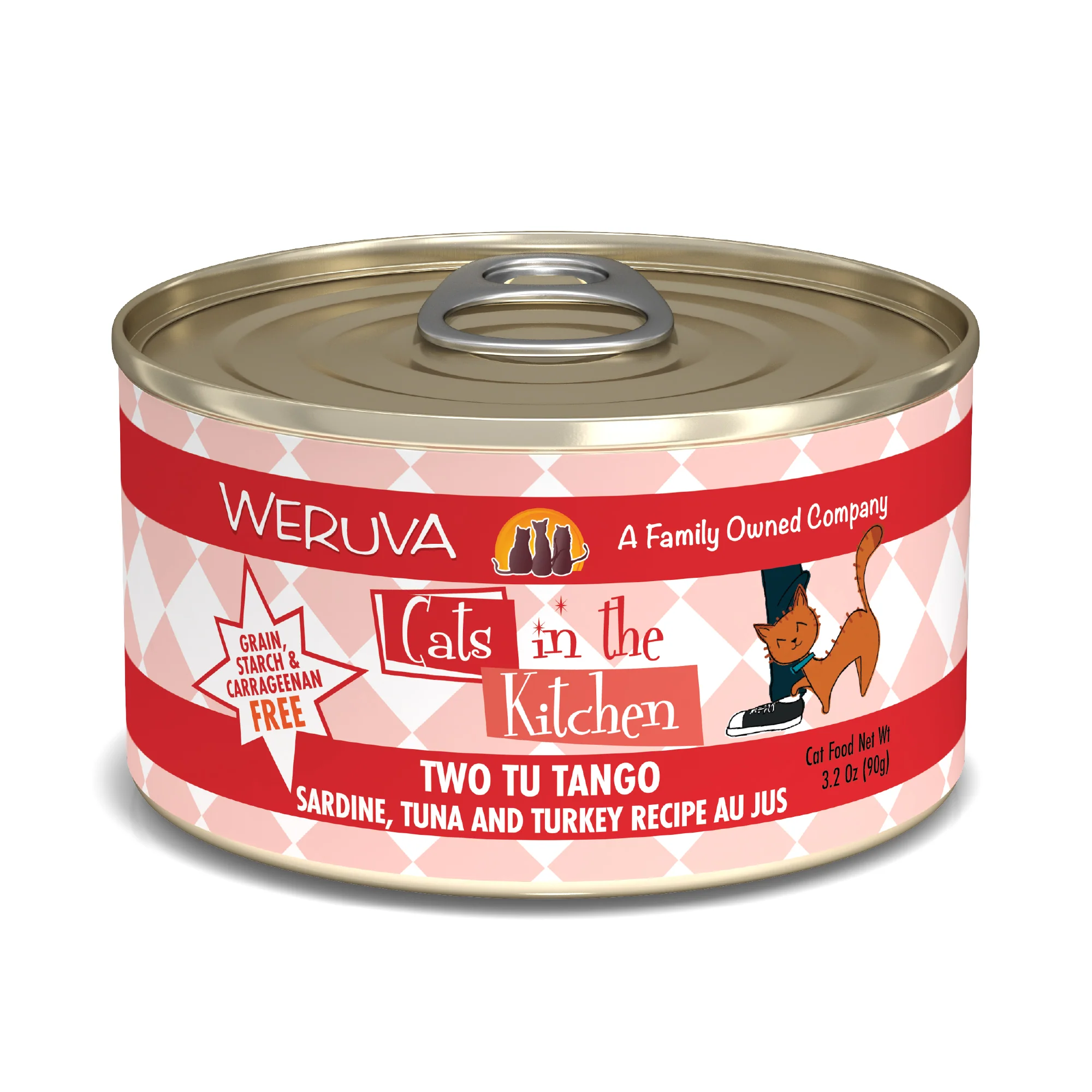 Weruva Cats in the Kitchen 3.2oz Canned Cat Food Two Tu Tango Sardine, Tuna & Turkey - Image 1