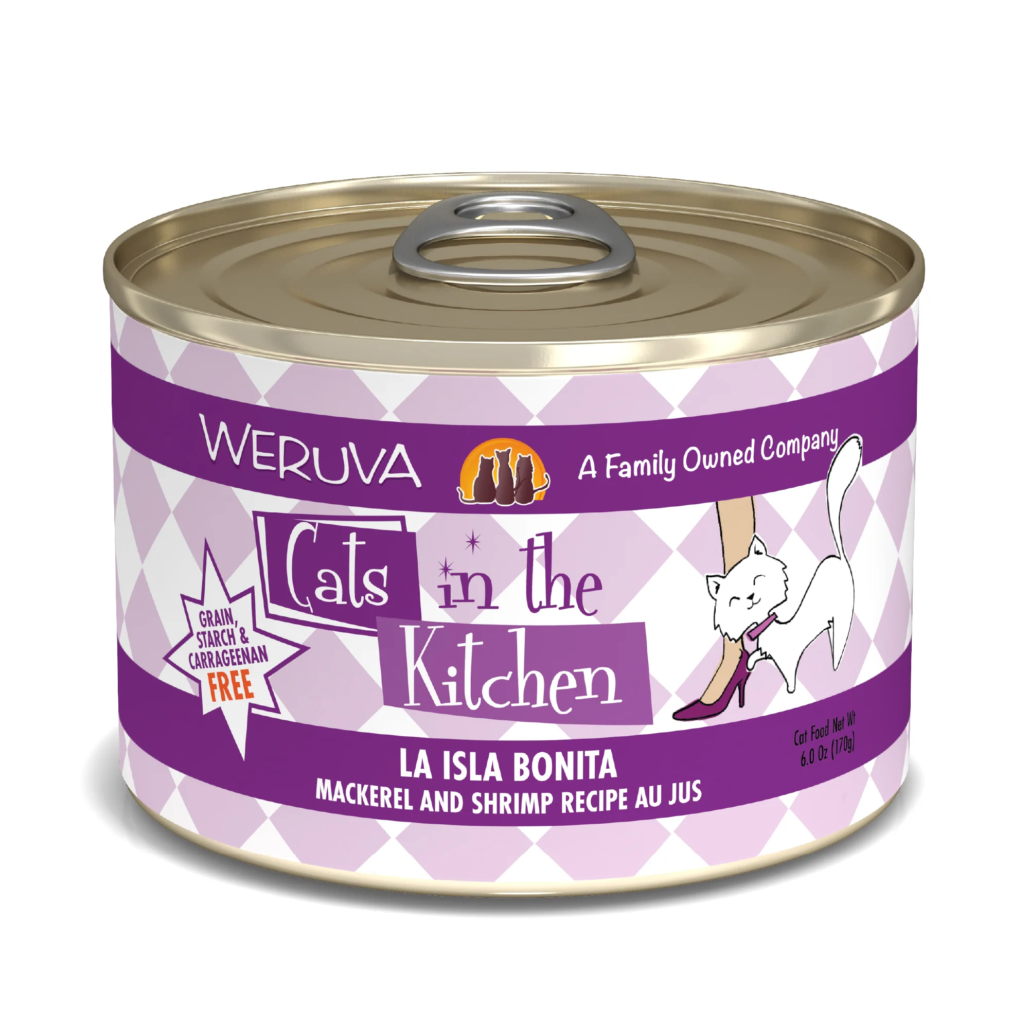 Weruva Cats in the Kitchen 6oz Canned Cat Food La Isla Bonita Mackerel & Shrimp - Image 1