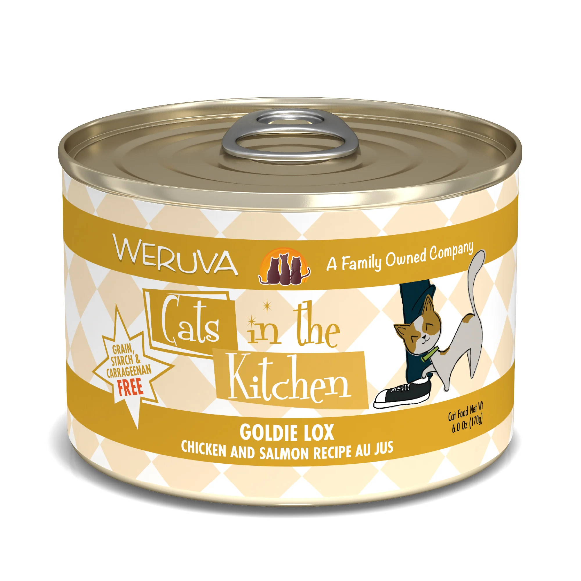 Weruva Cats in the Kitchen 6oz Canned Cat Food Goldie Lox Chicken and Salmon - Image 1