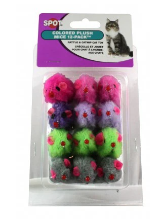 Spot Ethical Pet Cat Toy  12Pk Color Plush Mice - Image 1