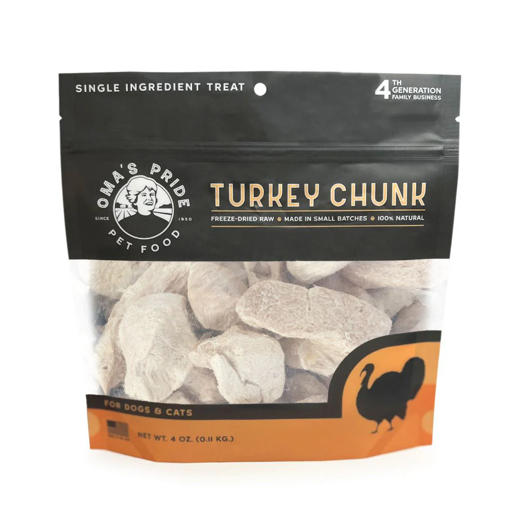 Omas Pride Dog Cat Freeze Dried Turkey Breast Chunks 4 oz - Image 1