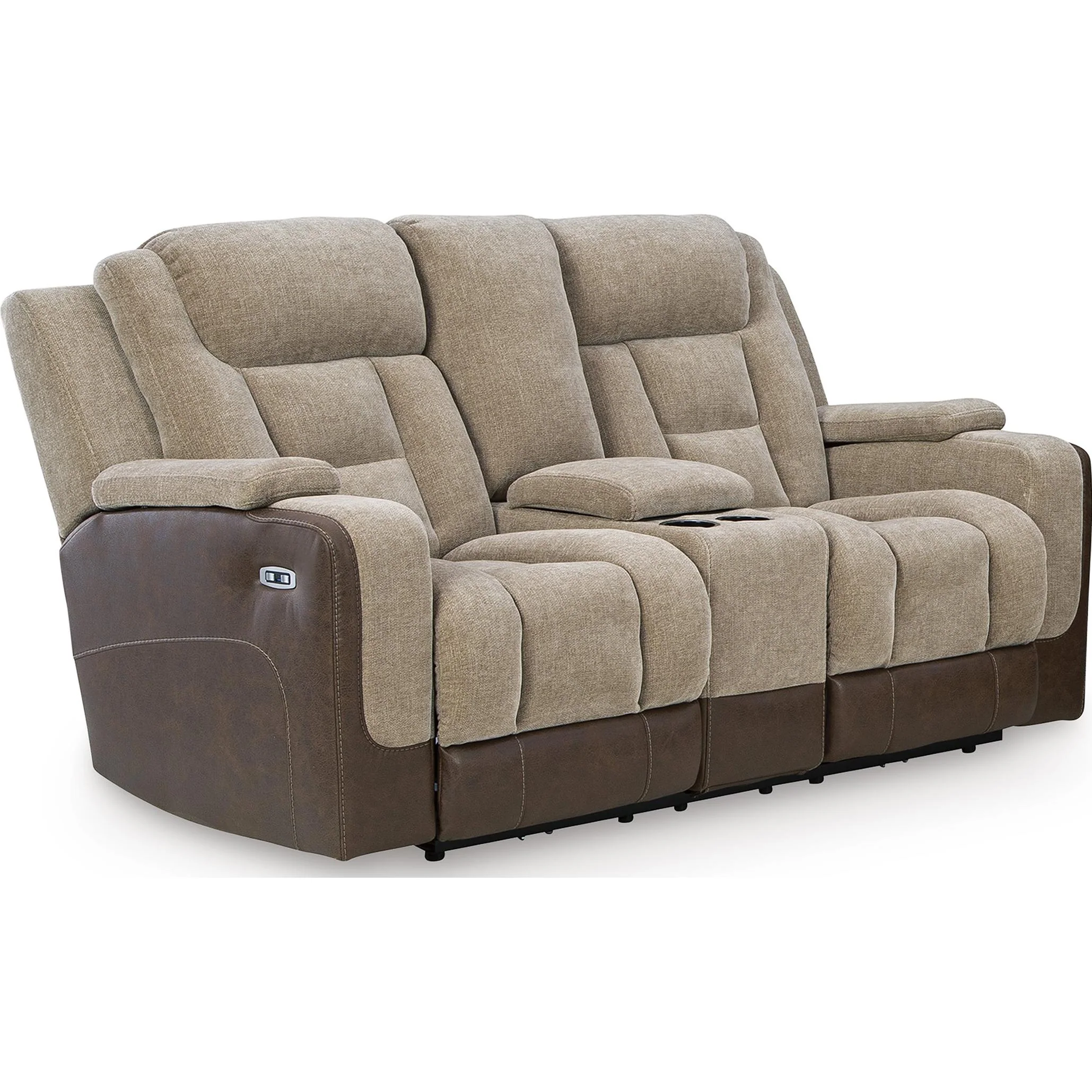 Signature Design by Ashley Mixed Motion PC8350418 Power Reclining Loveseat with Console  & Adjutasble Headrest