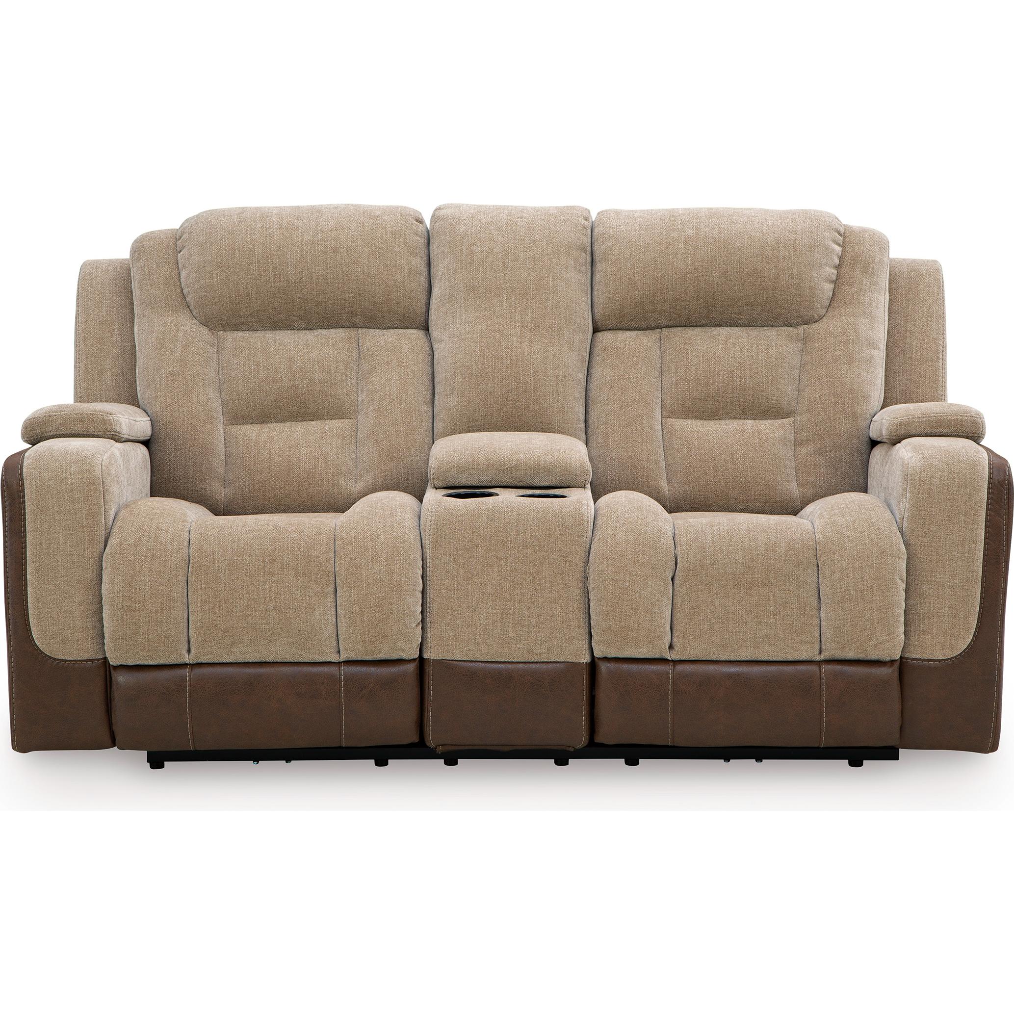 Signature Design by Ashley Mixed Motion PC8350418 Power Reclining Loveseat with Console  & Adjutasble Headrest - Image 3