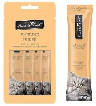 Fussie Cat Sardine Purée Cat Treat .5oz 4pk - Image 1