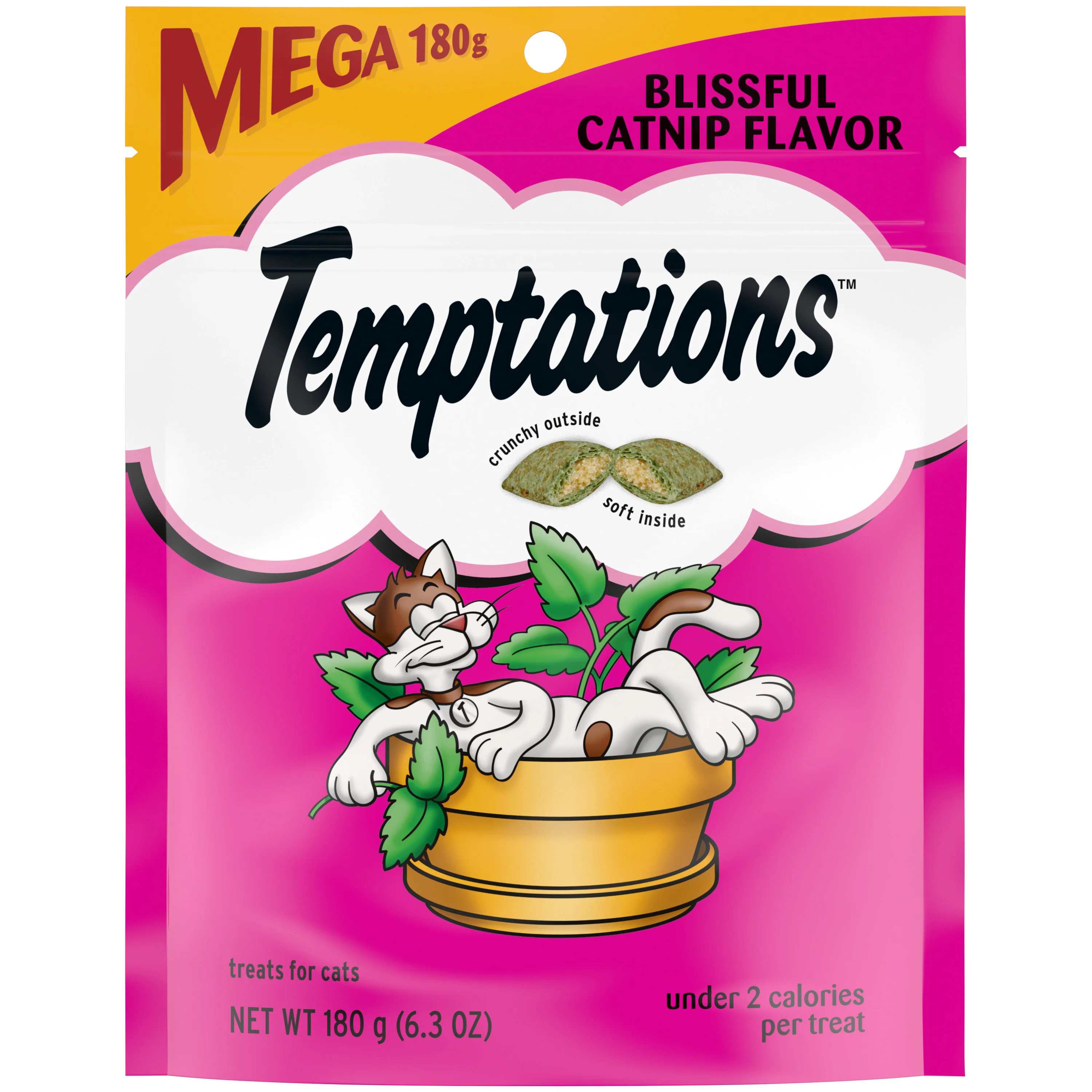 Temptations Classic Crunchy and Soft Cat Treats Blissful Catnip Flavor, 6.3oz Pouch - Image 1