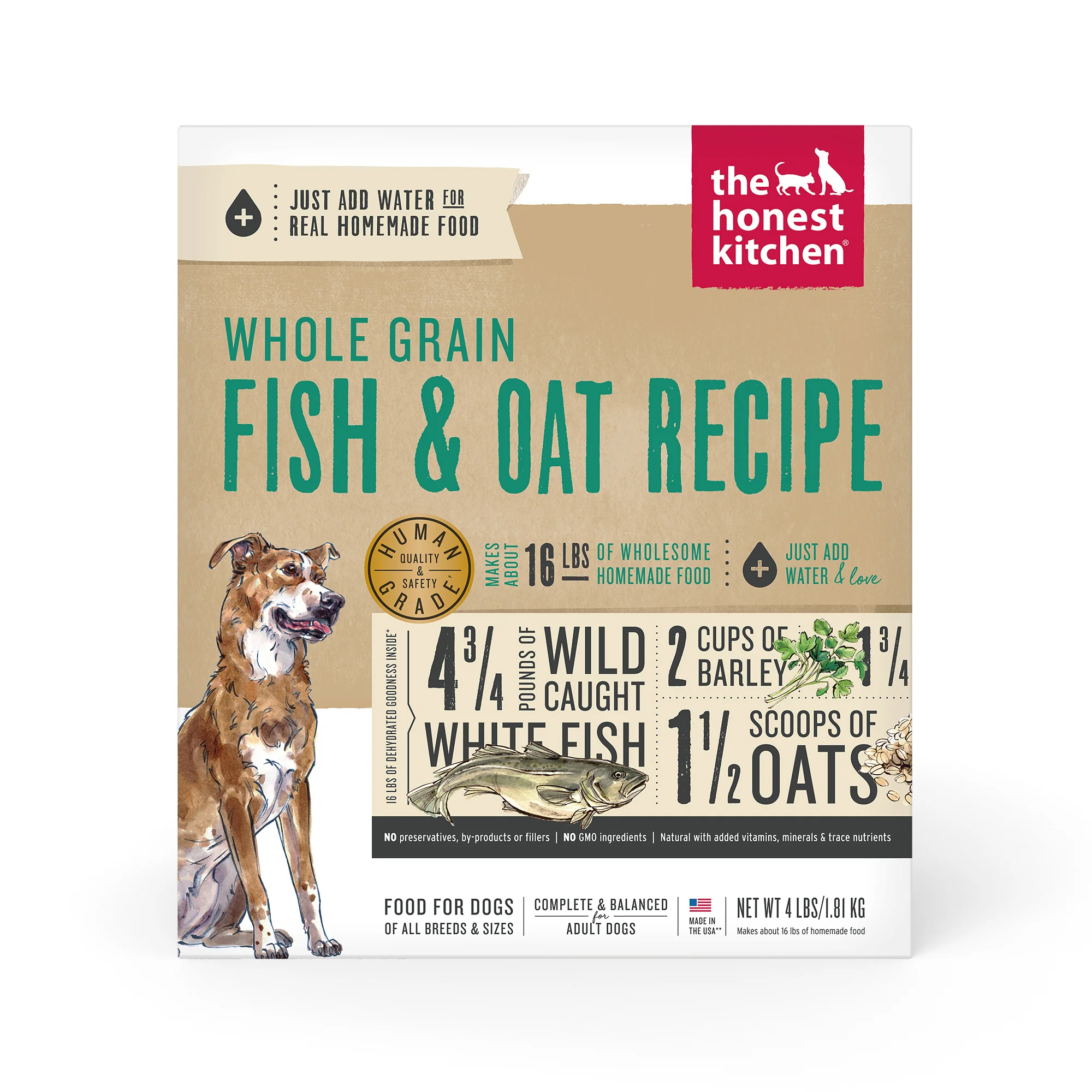 The Honest Kitchen Dehydrated Whole Grain Fish & Oats Dog Food 4lb - Image 1