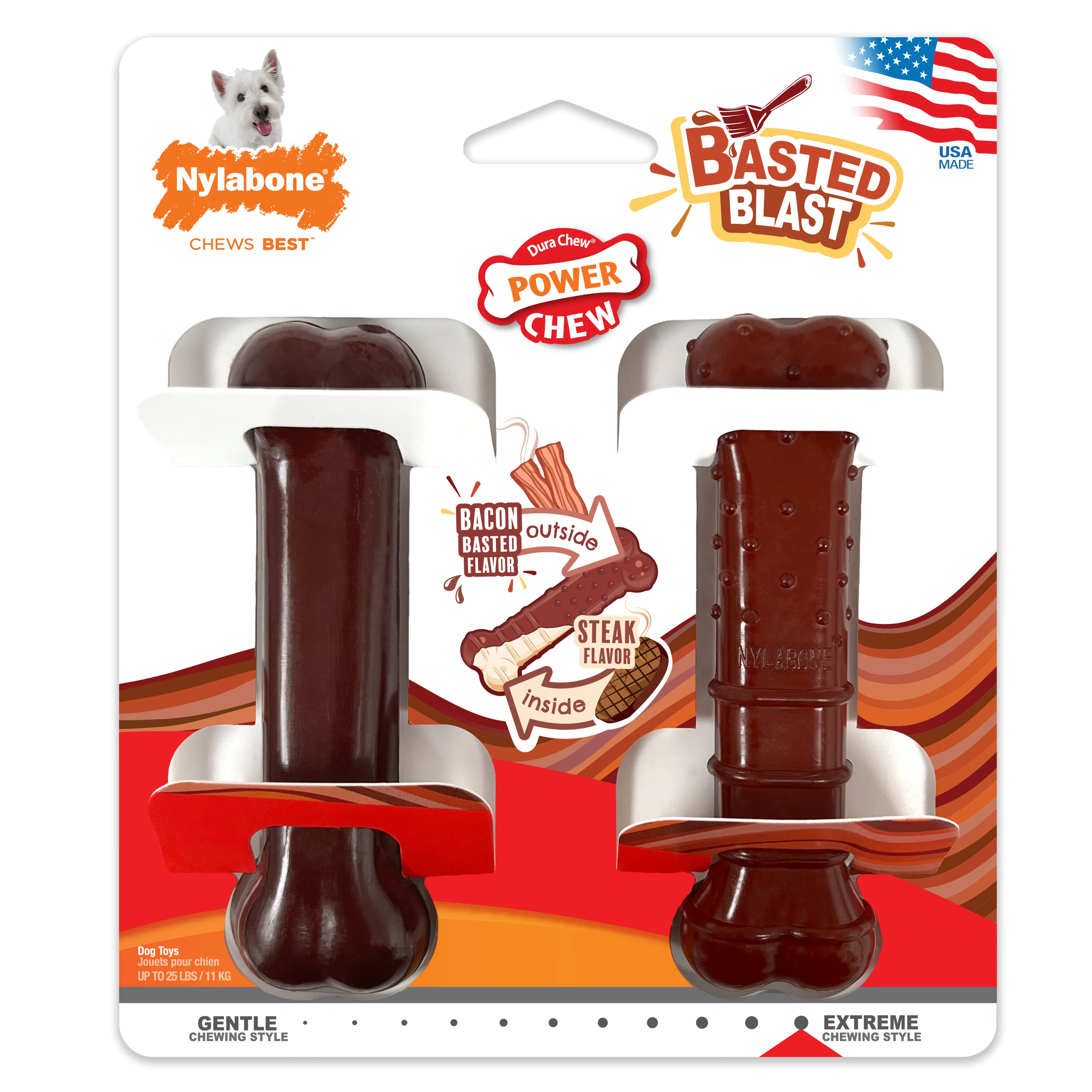 Nylabone Power Chew Basted Blast Dual Flavored Dog Chew Toys Small/Regular - Image 1